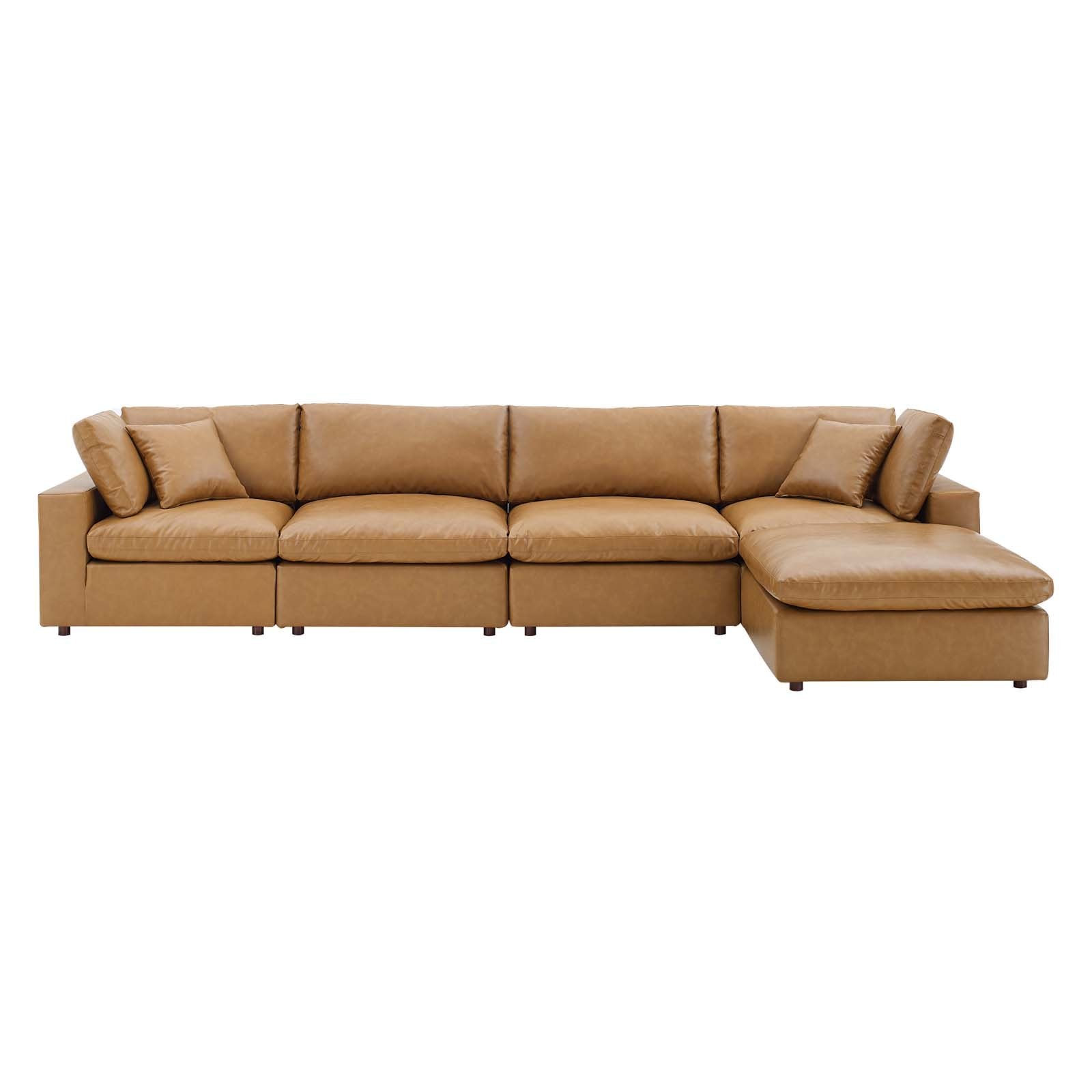 Commix Down Filled Overstuffed Vegan Leather 5-Piece Sectional Sofa - East Shore Modern Home Furnishings