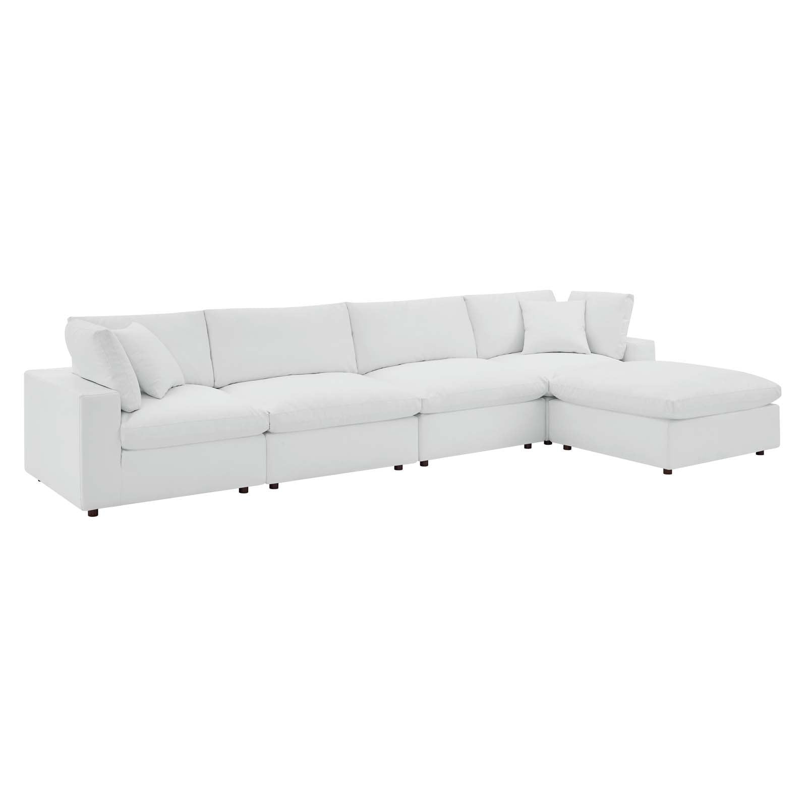 Commix Down Filled Overstuffed Vegan Leather 5-Piece Sectional Sofa - East Shore Modern Home Furnishings