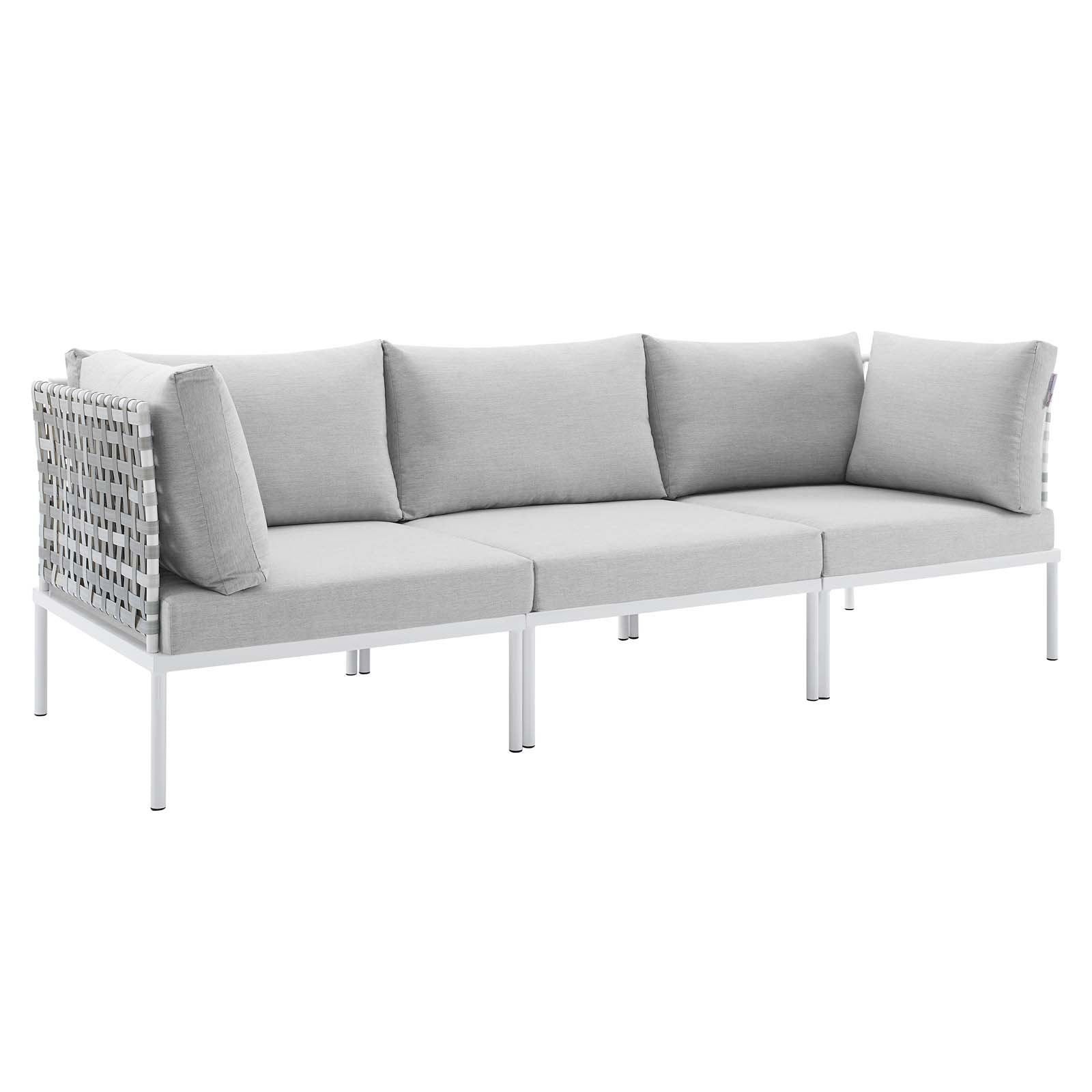 Harmony Sunbrella® Basket Weave Outdoor Patio Aluminum Sofa - East Shore Modern Home Furnishings