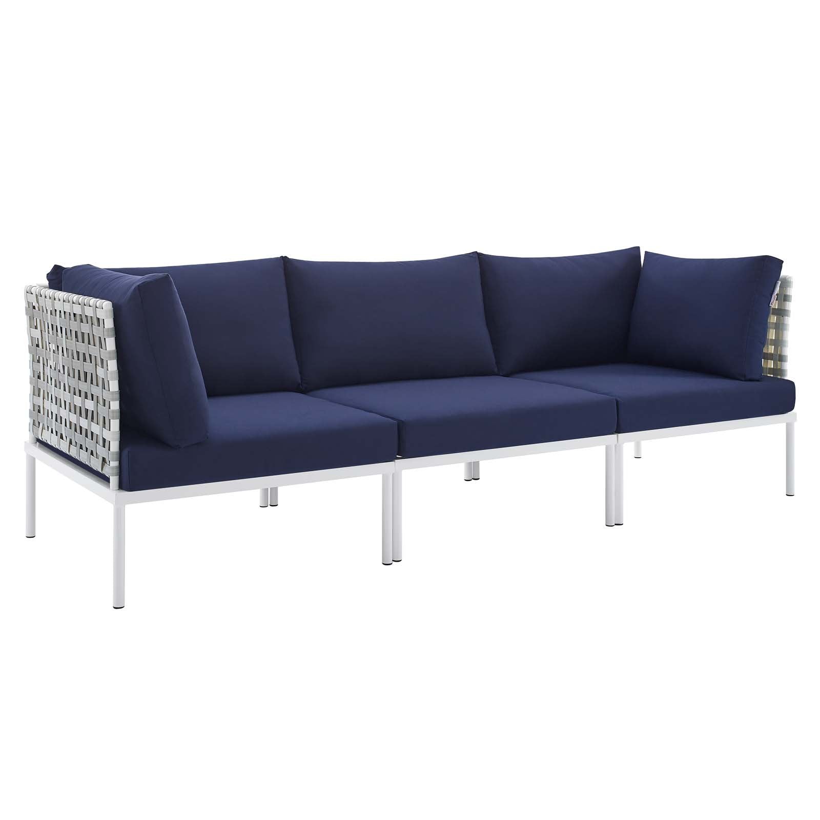 Harmony Sunbrella® Basket Weave Outdoor Patio Aluminum Sofa - East Shore Modern Home Furnishings