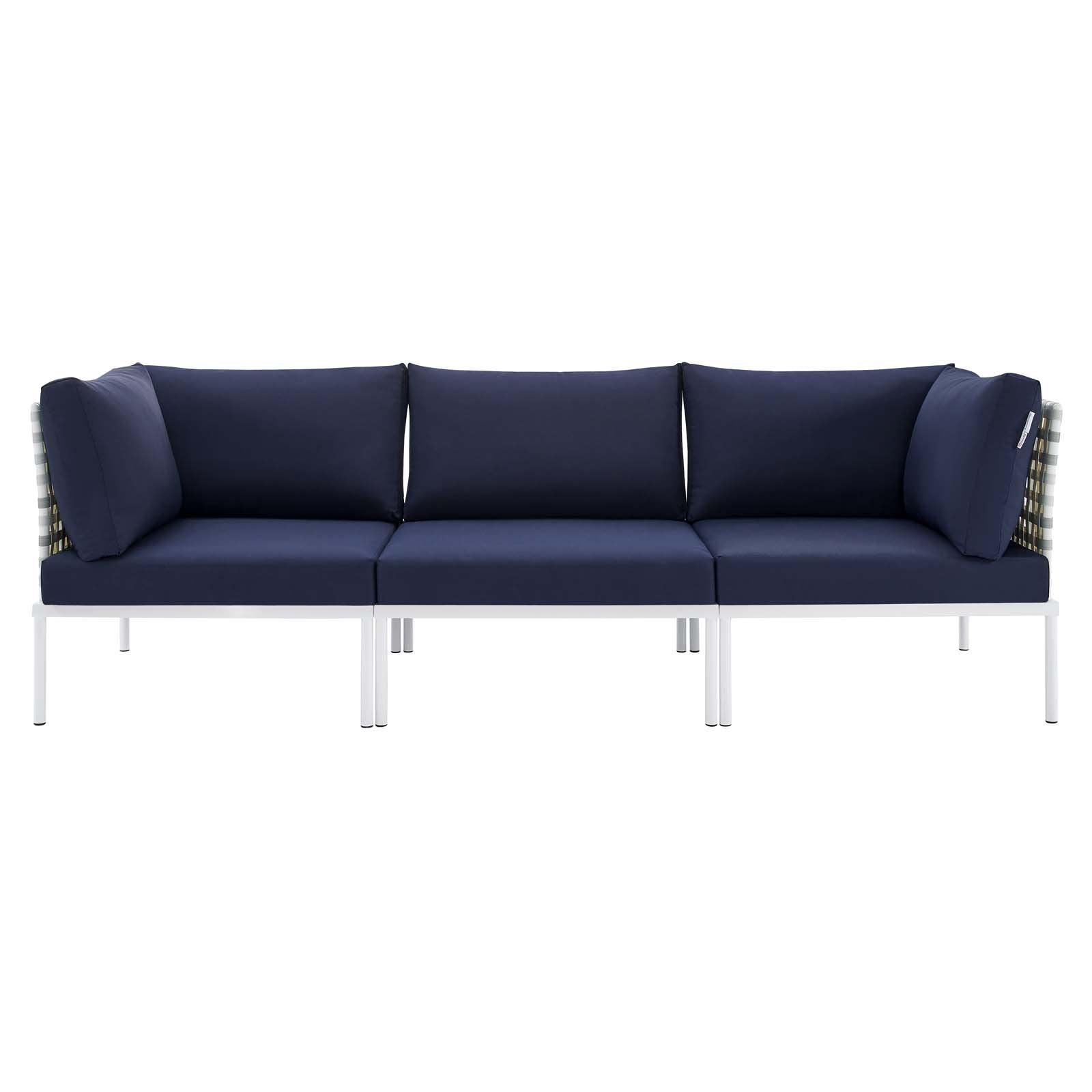 Harmony Sunbrella® Basket Weave Outdoor Patio Aluminum Sofa - East Shore Modern Home Furnishings