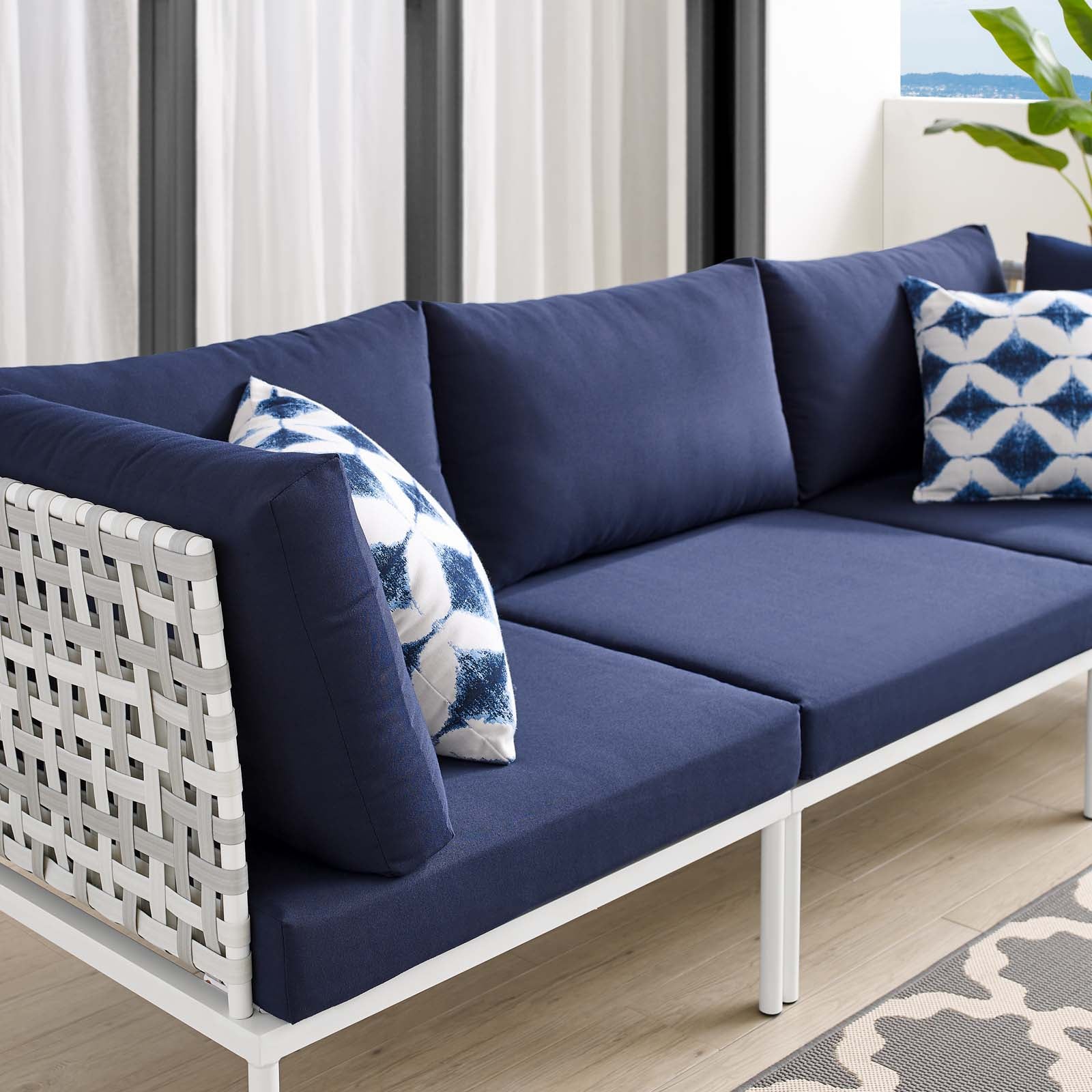 Harmony Sunbrella® Basket Weave Outdoor Patio Aluminum Sofa - East Shore Modern Home Furnishings