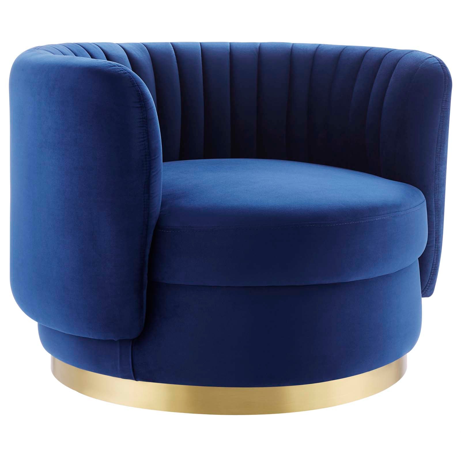 Embrace Tufted Performance Velvet Swivel Chair - East Shore Modern Home Furnishings