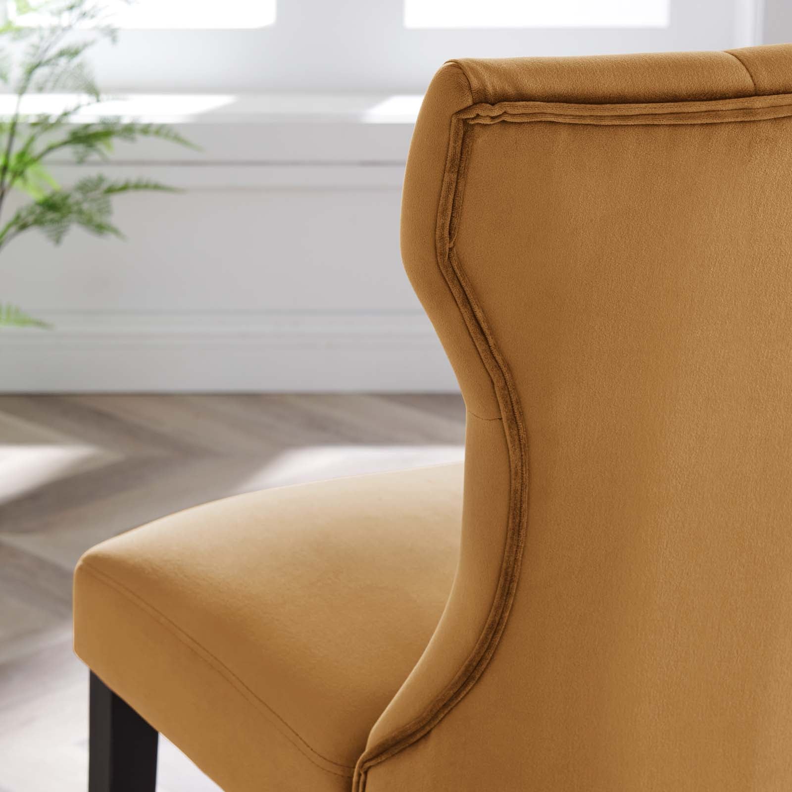 Tan velvet dining discount chairs