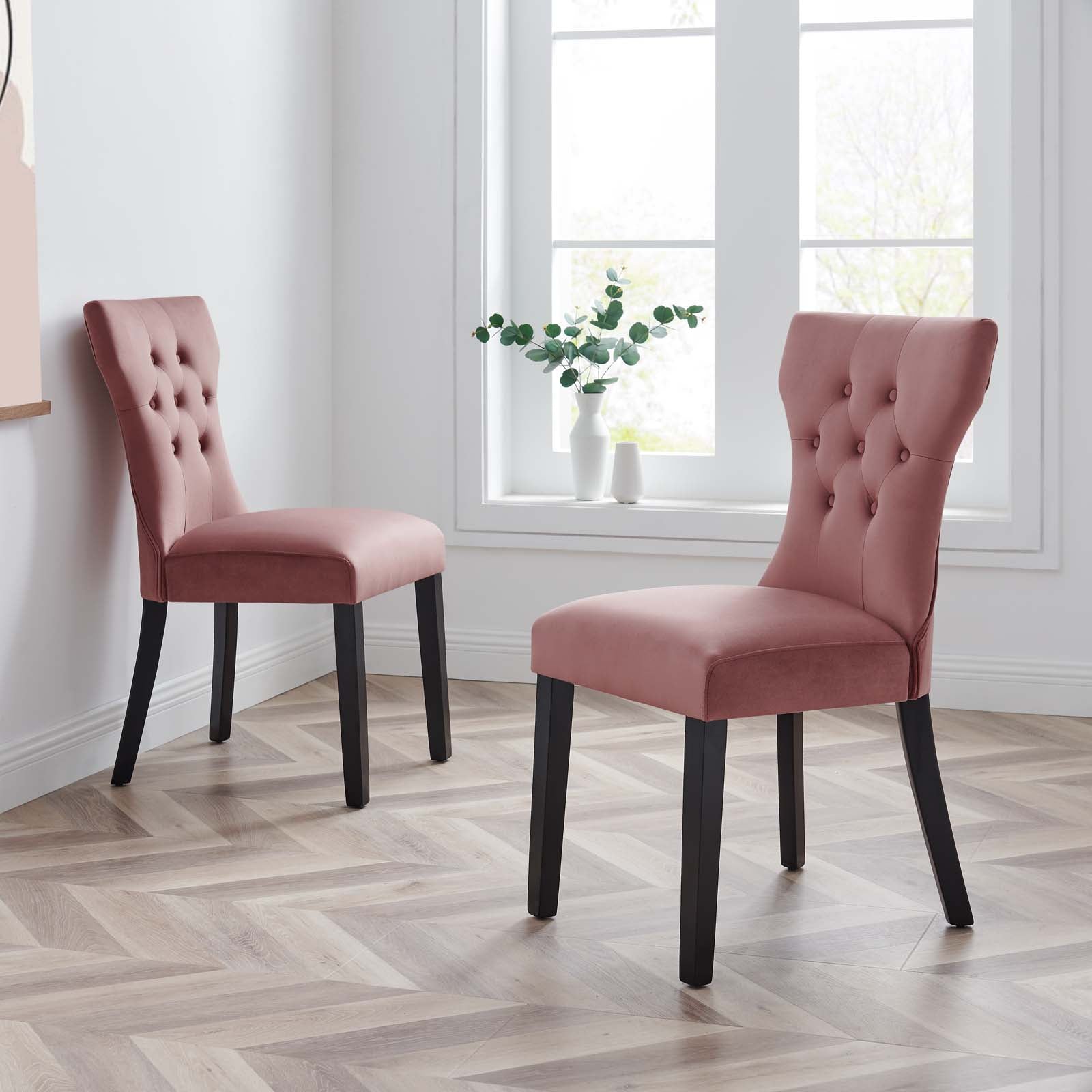 Pink velvet kitchen online chairs