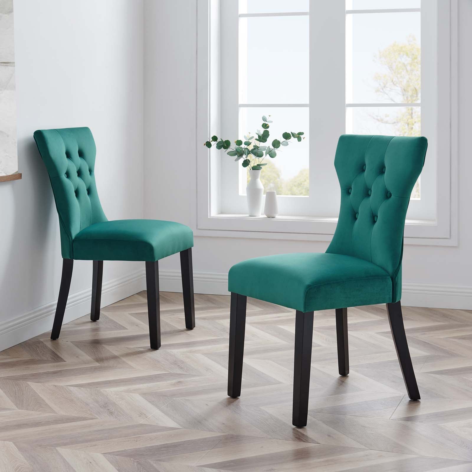 Silhouette Performance Velvet Dining Chairs Set of 2