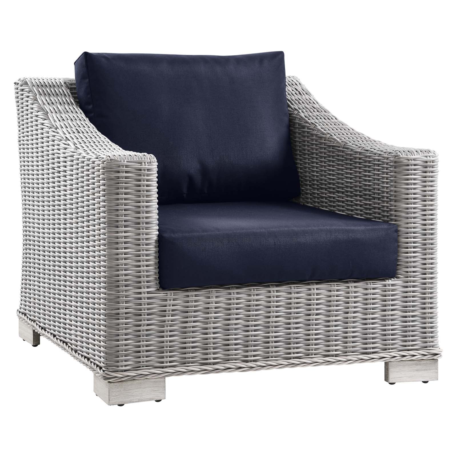 Conway Outdoor Patio Wicker Rattan 2-Piece Armchair and Ottoman Set - East Shore Modern Home Furnishings