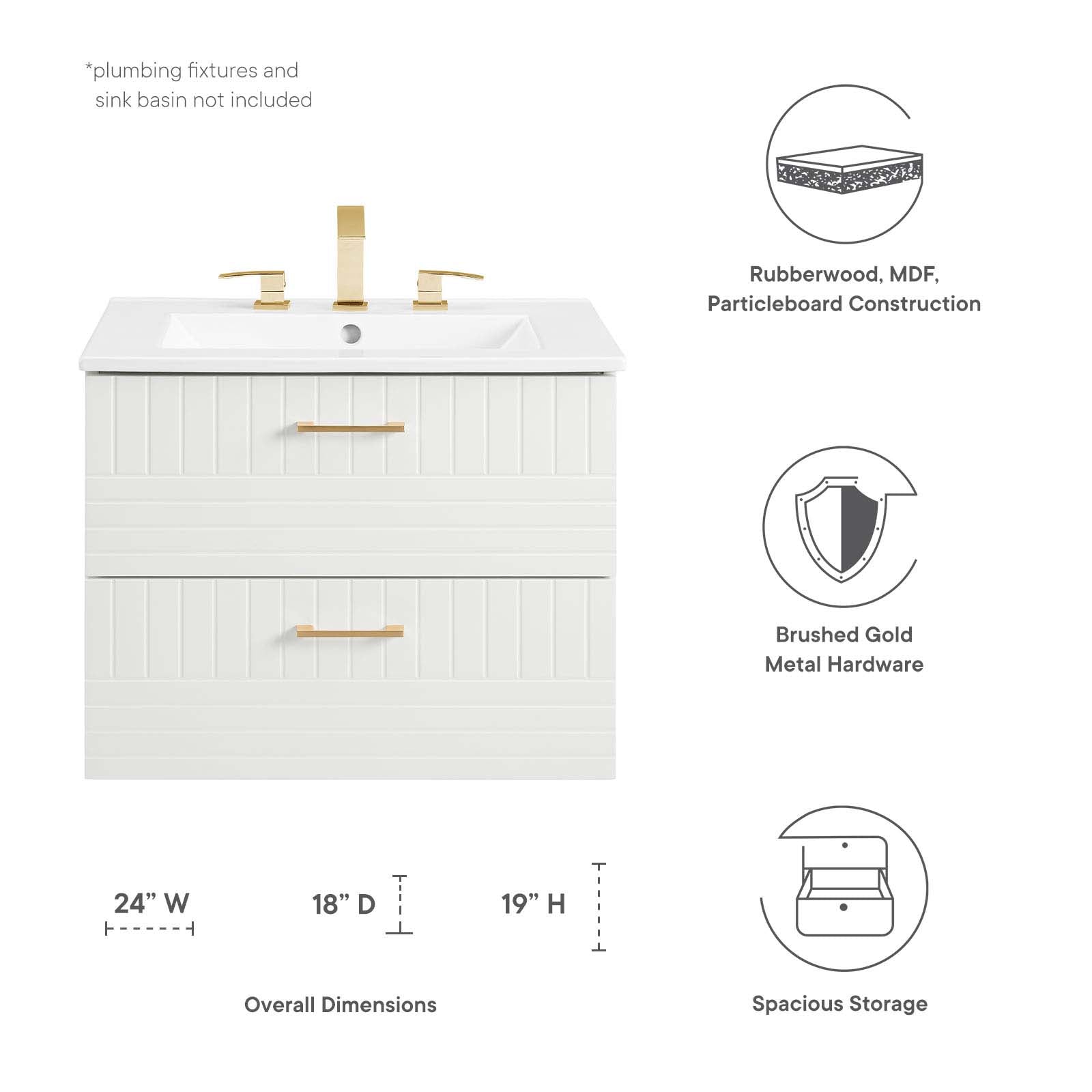 Daybreak 24" Wall-Mount Bathroom Vanity Cabinet (Sink Basin Not Included) - East Shore Modern Home Furnishings