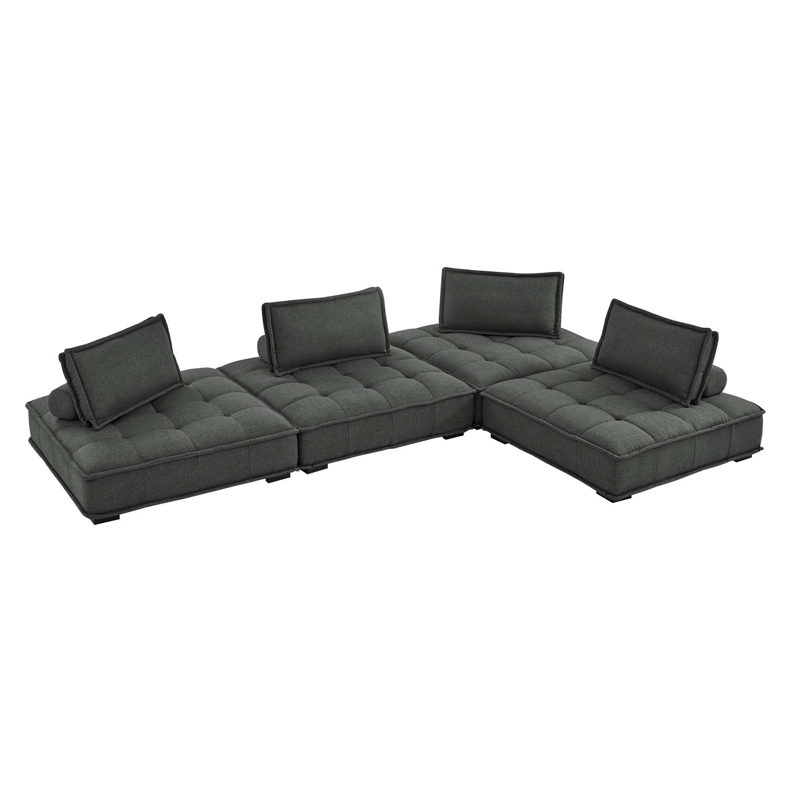 Saunter Tufted Fabric 4-Piece Sectional Sofa - East Shore Modern Home Furnishings