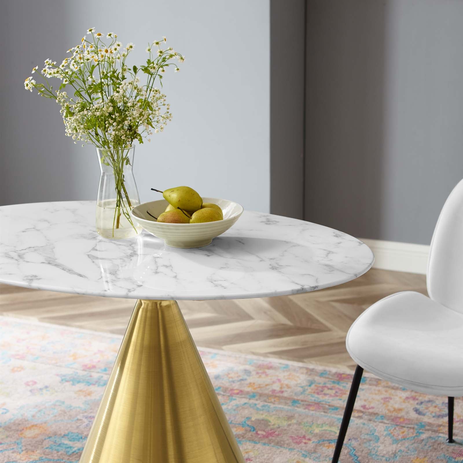 Tupelo 42" Oval Artificial Marble Dining Table - East Shore Modern Home Furnishings