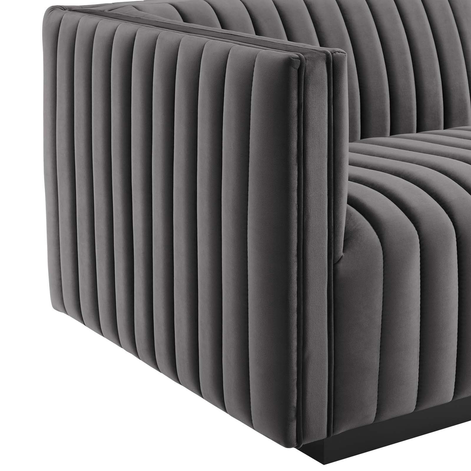 Conjure Channel Tufted Performance Velvet Left-Arm Chair - East Shore Modern Home Furnishings