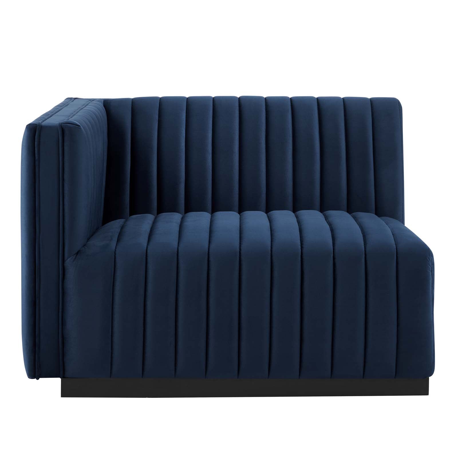 Conjure Channel Tufted Performance Velvet Left-Arm Chair - East Shore Modern Home Furnishings