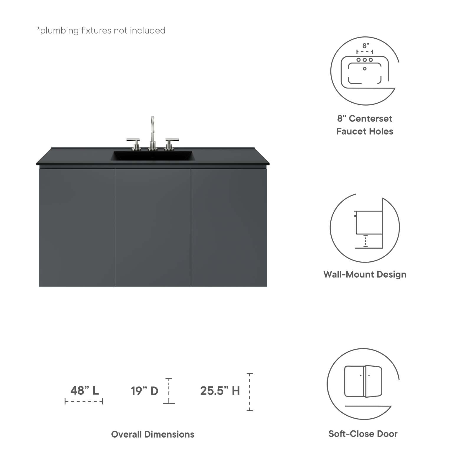 Bryn 48" Wall-Mount Bathroom Vanity - East Shore Modern Home Furnishings