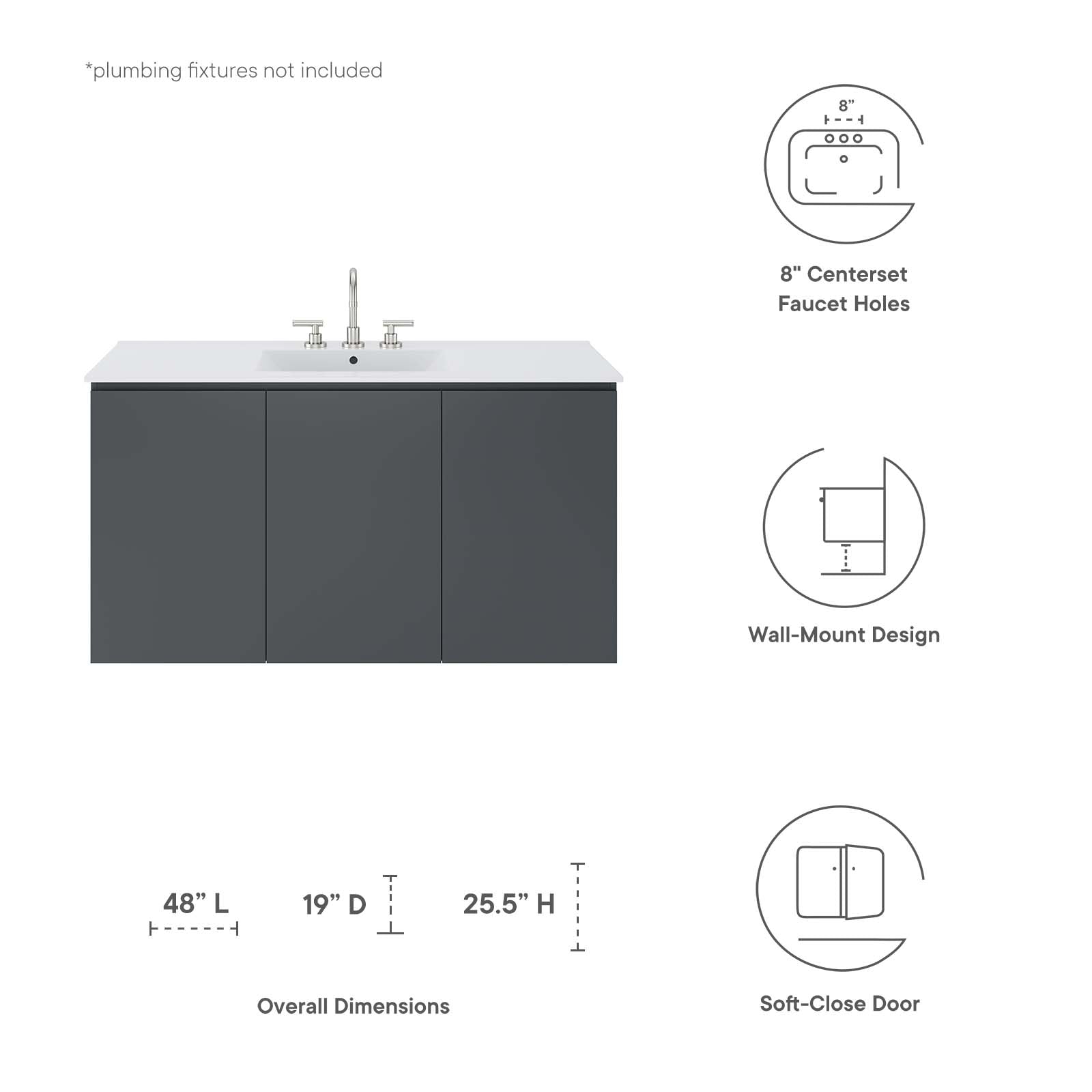 Bryn 48" Wall-Mount Bathroom Vanity - East Shore Modern Home Furnishings