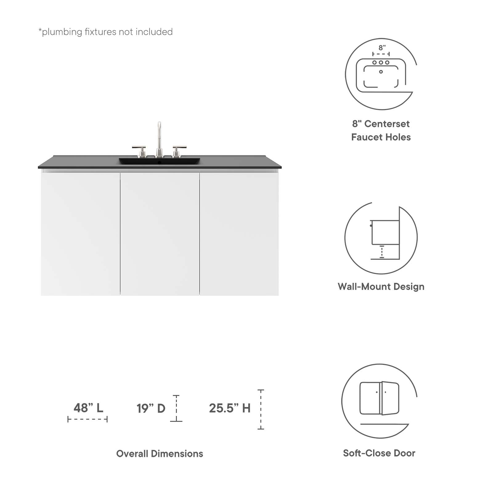 Bryn 48" Wall-Mount Bathroom Vanity - East Shore Modern Home Furnishings