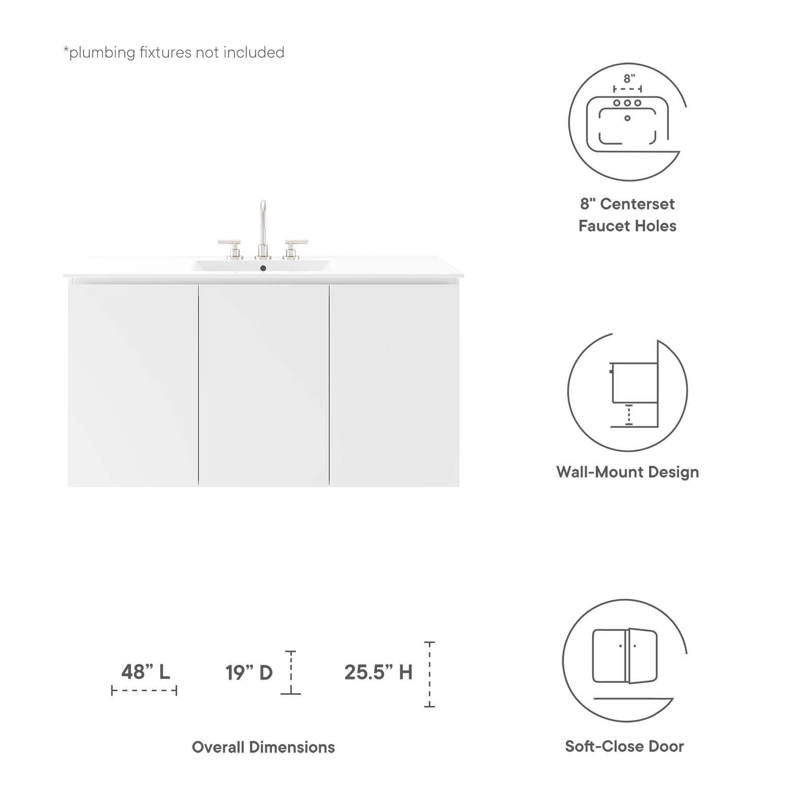 Bryn 48" Wall-Mount Bathroom Vanity - East Shore Modern Home Furnishings