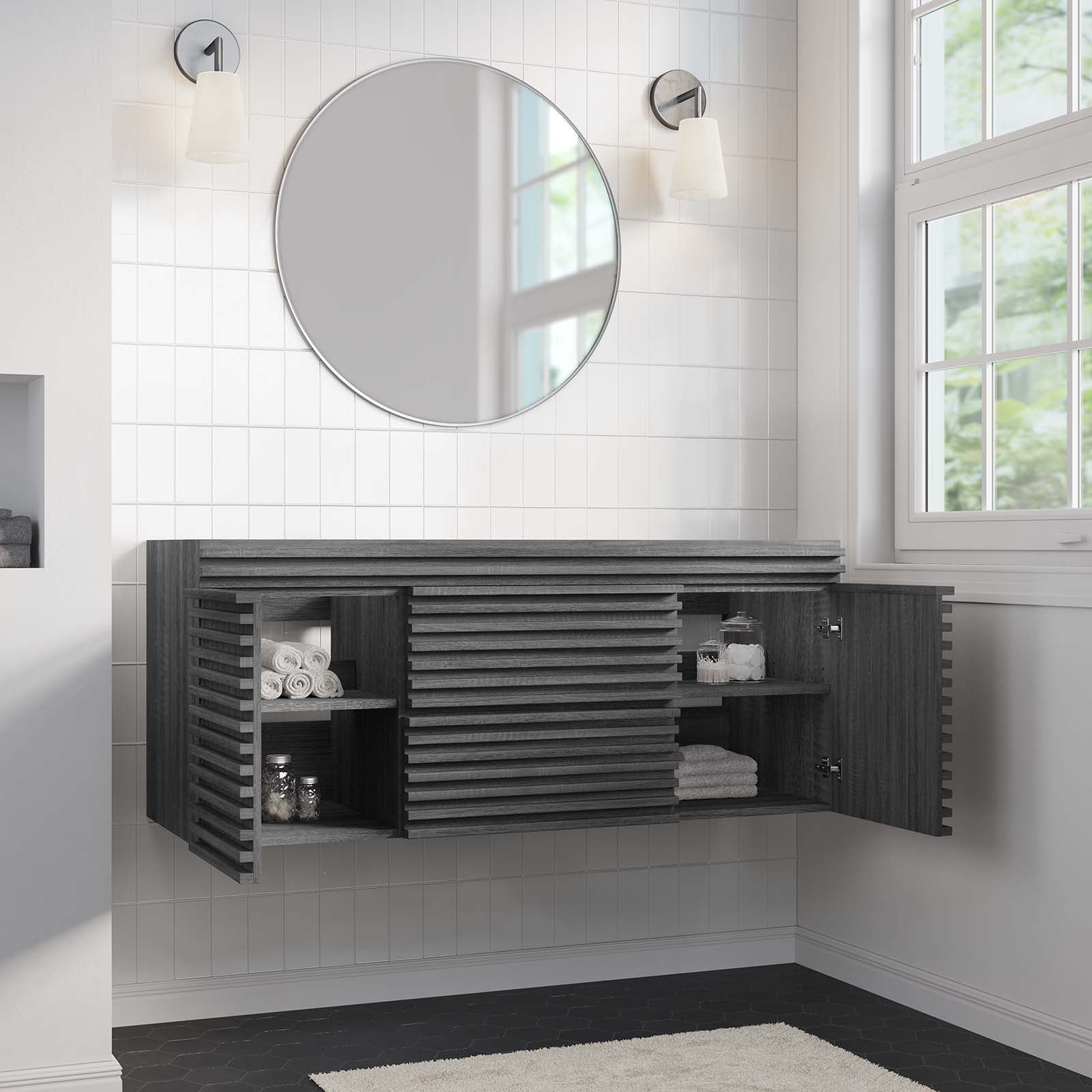 Render 48" Wall-Mount Bathroom Vanity Cabinet (Sink Basin Not Included) Single Sink Compatible - East Shore Modern Home Furnishings