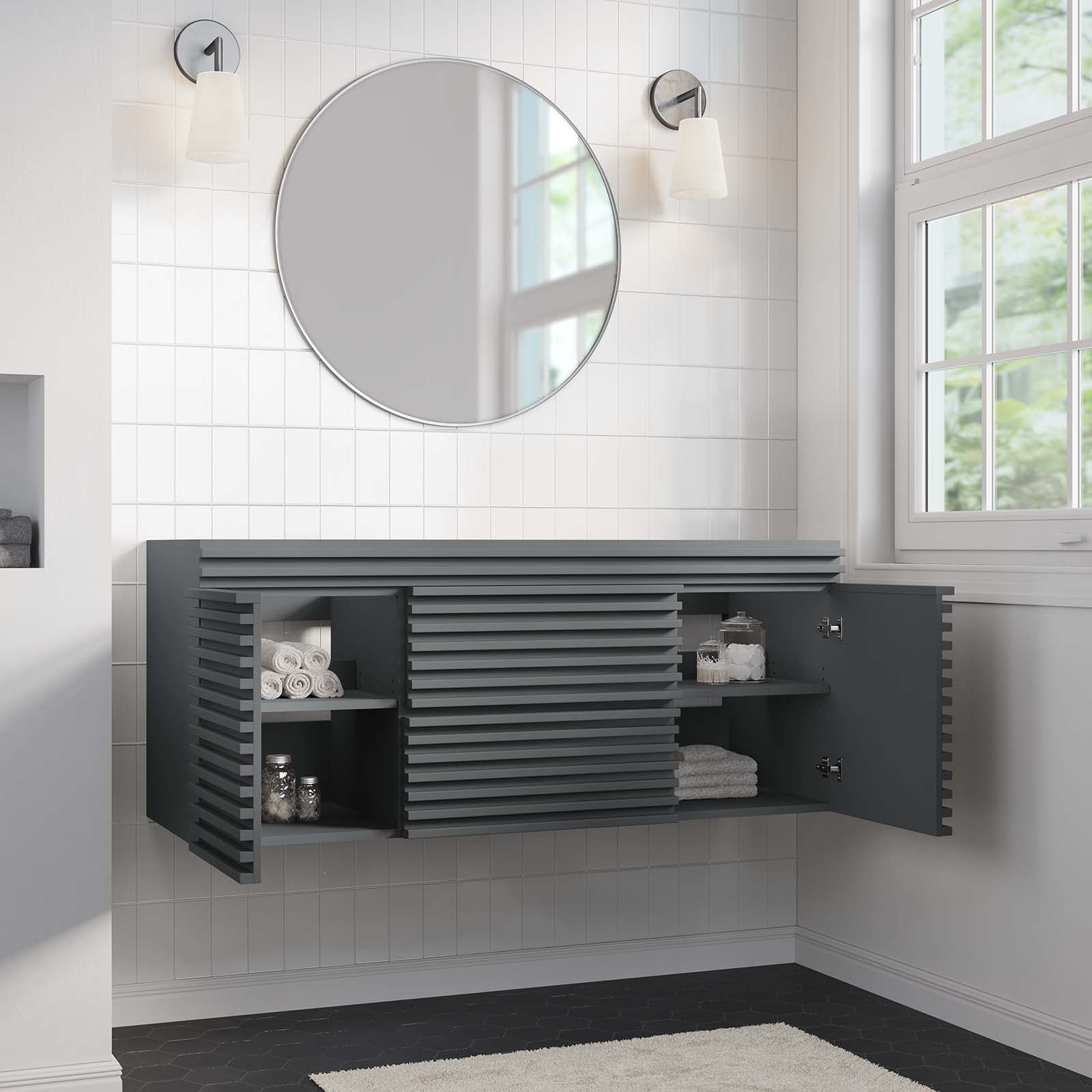 Render 48" Wall-Mount Bathroom Vanity Cabinet (Sink Basin Not Included) Single Sink Compatible - East Shore Modern Home Furnishings