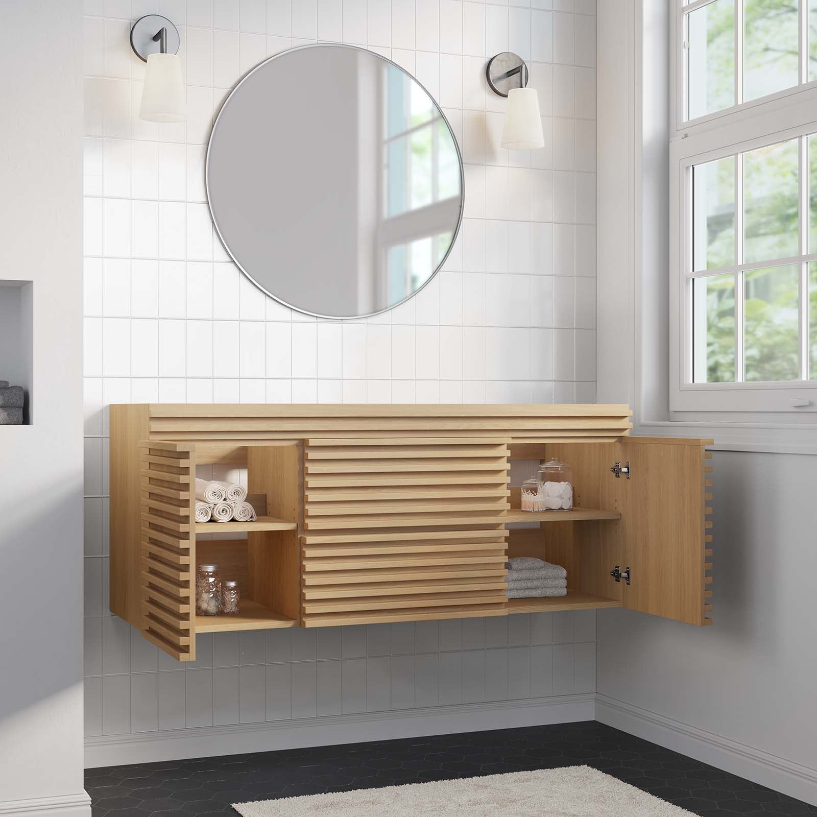 Render 48" Wall-Mount Bathroom Vanity Cabinet (Sink Basin Not Included) Single Sink Compatible - East Shore Modern Home Furnishings