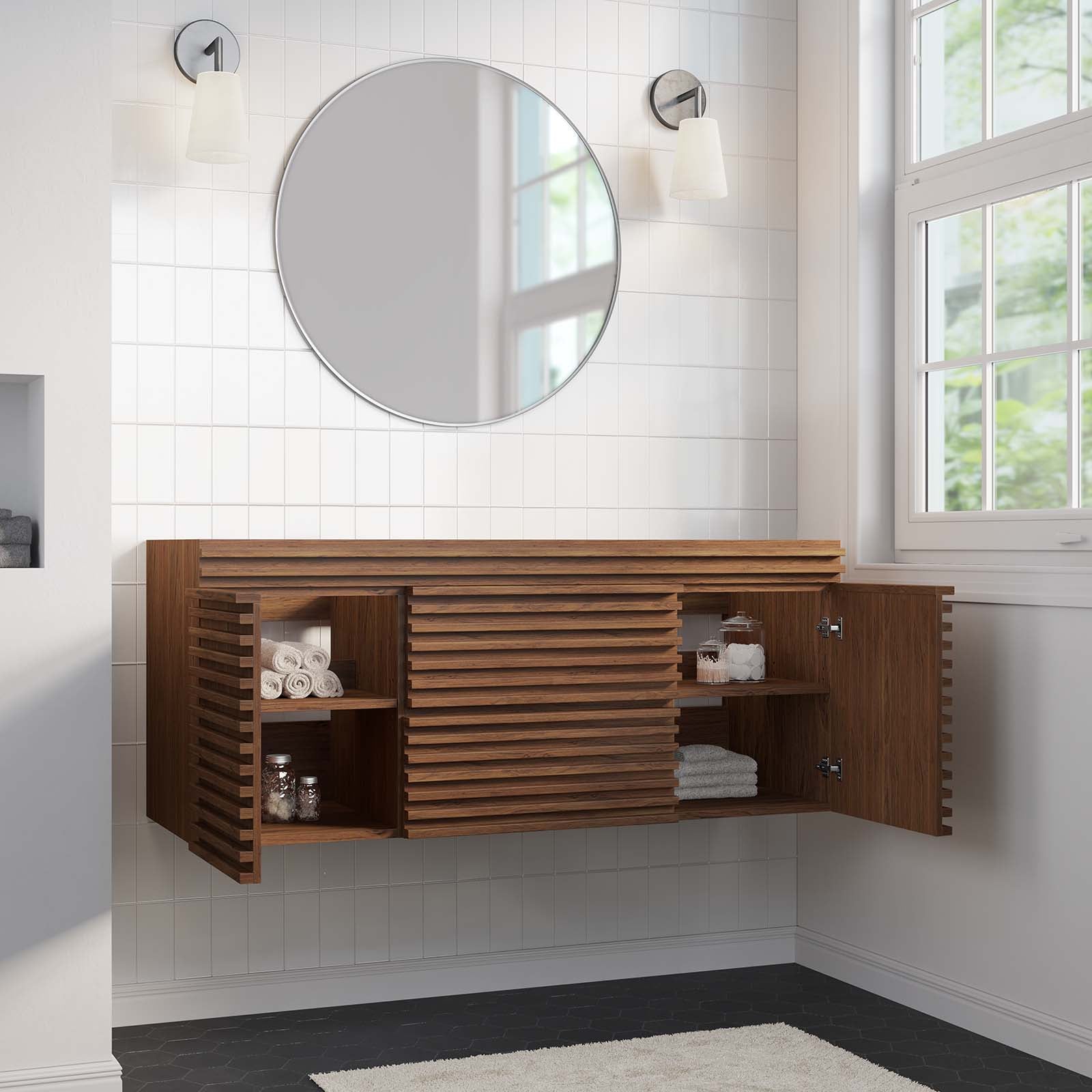 Render 48" Wall-Mount Bathroom Vanity Cabinet (Sink Basin Not Included) Single Sink Compatible - East Shore Modern Home Furnishings