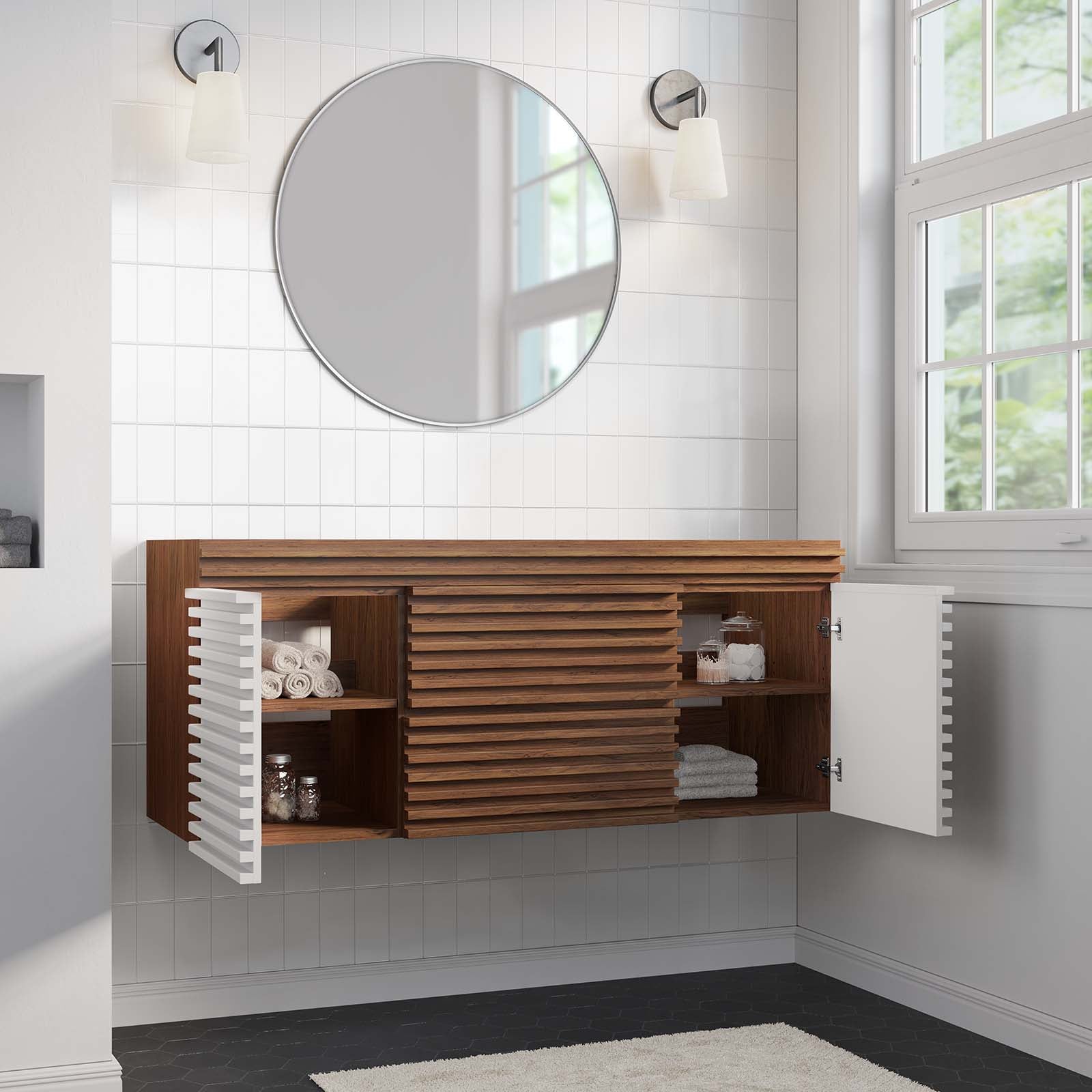 Render 48" Wall-Mount Bathroom Vanity Cabinet (Sink Basin Not Included) Single Sink Compatible - East Shore Modern Home Furnishings