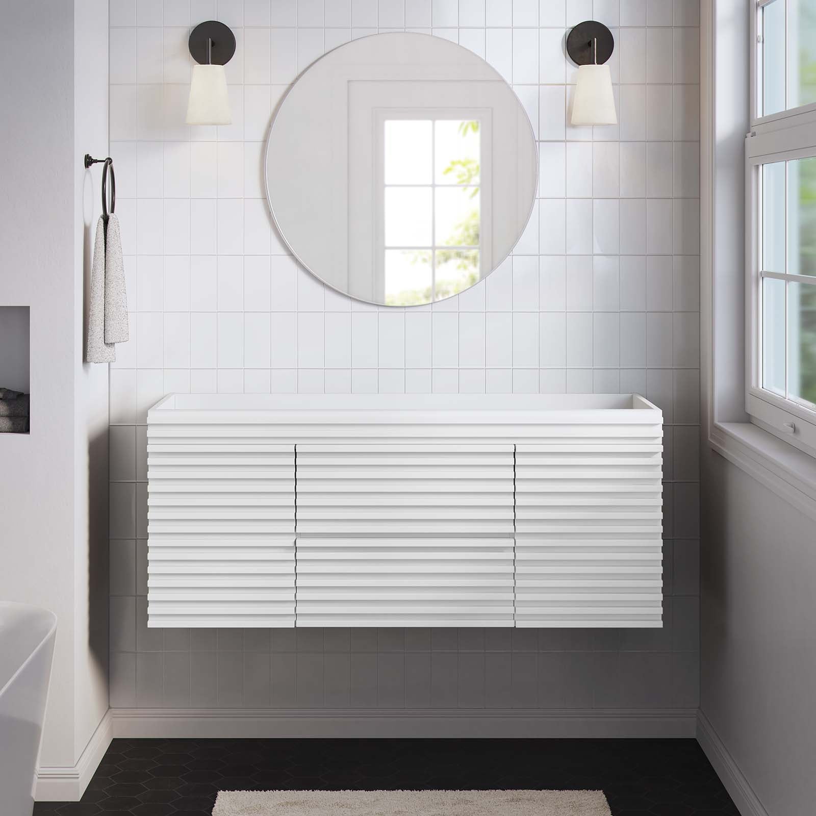 Render 48" Wall-Mount Bathroom Vanity Cabinet (Sink Basin Not Included) Single Sink Compatible - East Shore Modern Home Furnishings