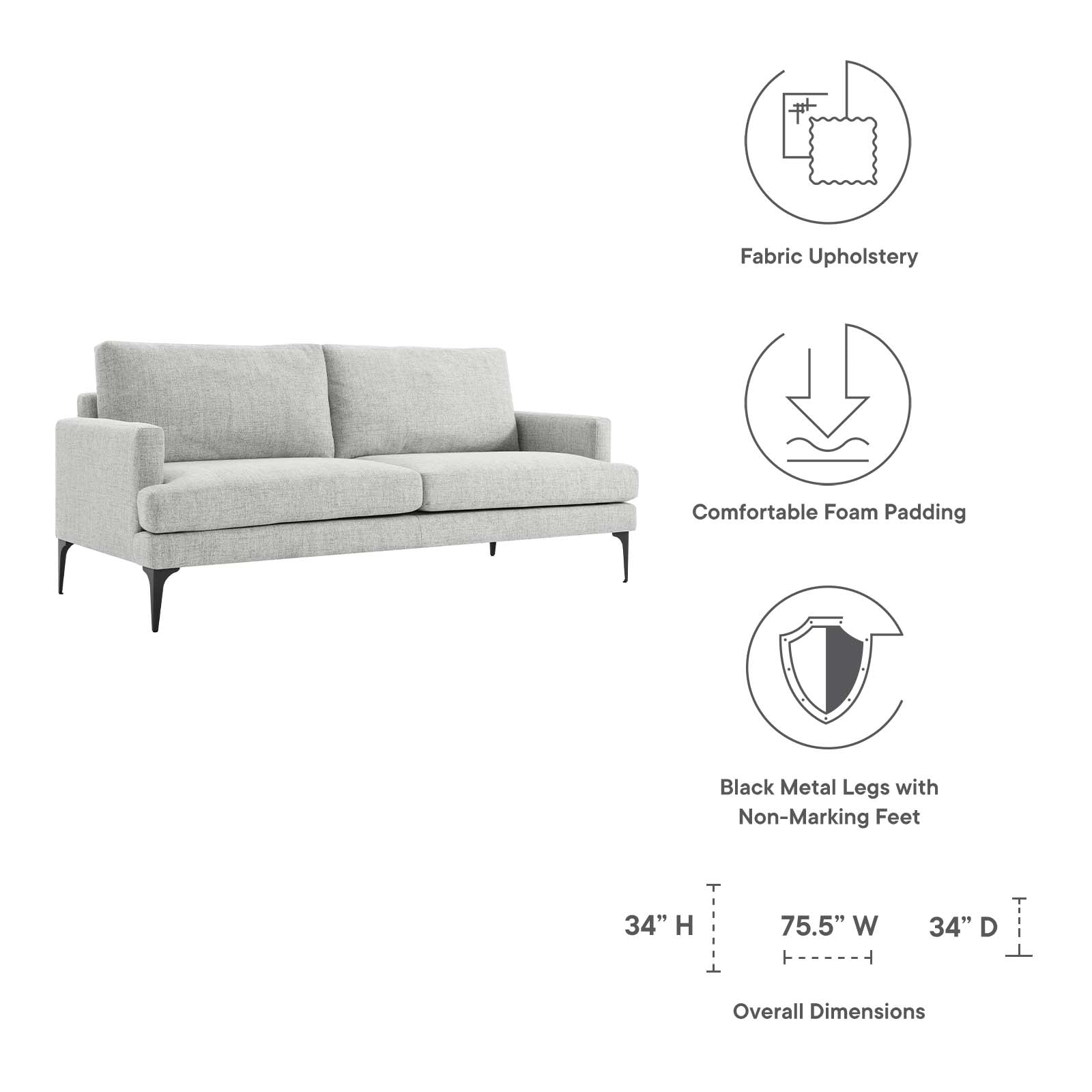 Evermore Upholstered Fabric Sofa - East Shore Modern Home Furnishings