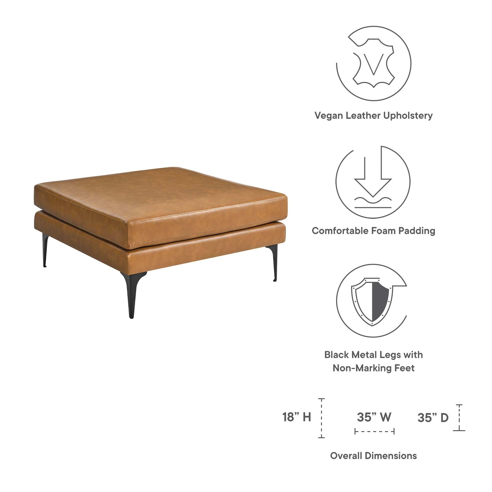 Evermore Vegan Leather Ottoman - East Shore Modern Home Furnishings