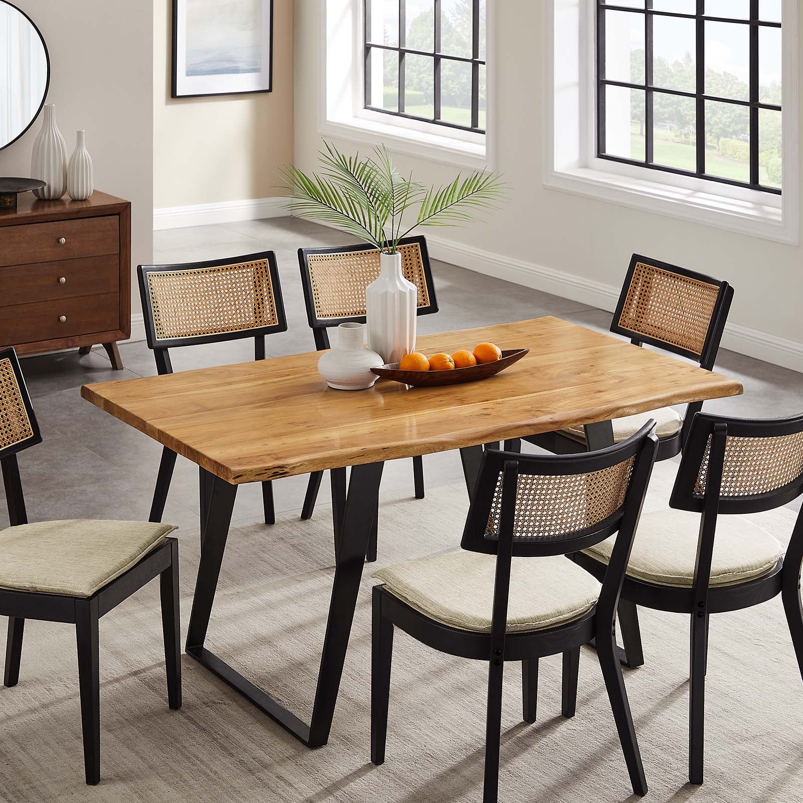 Acacia wood dining table deals and chairs