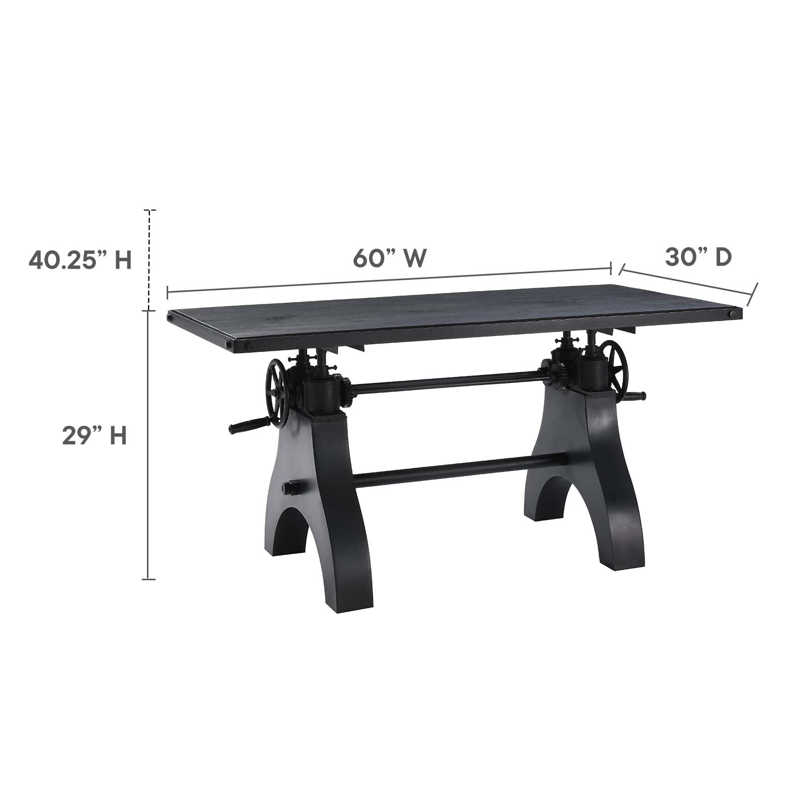 Genuine 60" Adjustable Height Dining Table and Computer Desk - East Shore Modern Home Furnishings