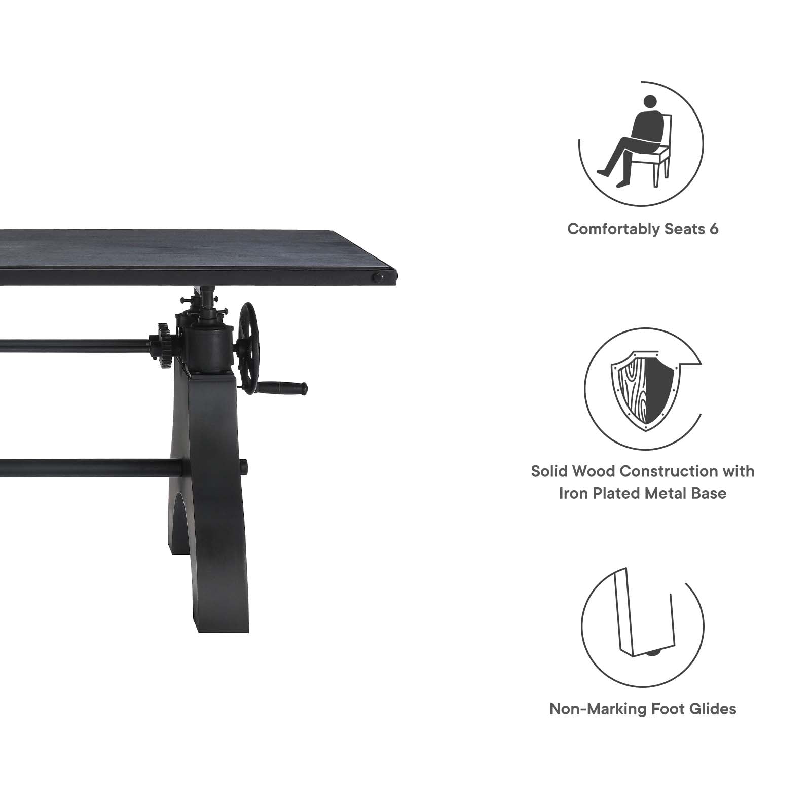 Genuine 60" Adjustable Height Dining Table and Computer Desk - East Shore Modern Home Furnishings