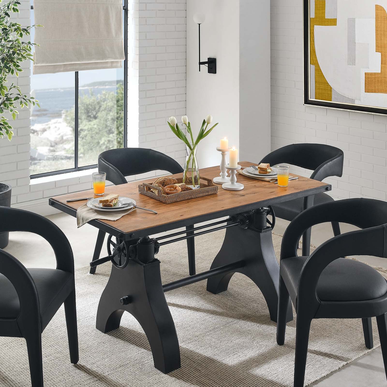 Genuine 60" Adjustable Height Dining Table and Computer Desk - East Shore Modern Home Furnishings