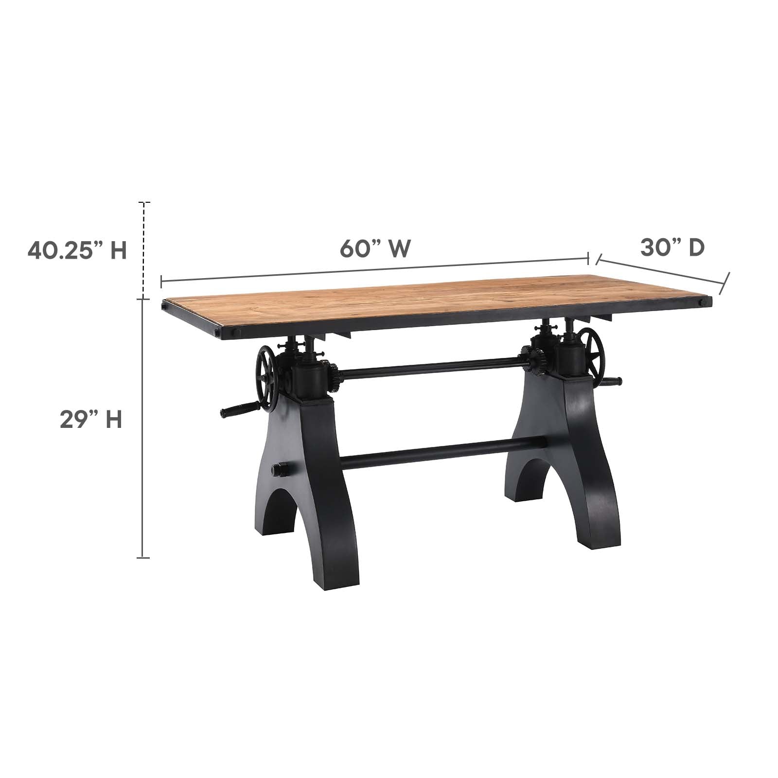 Genuine 60" Adjustable Height Dining Table and Computer Desk - East Shore Modern Home Furnishings