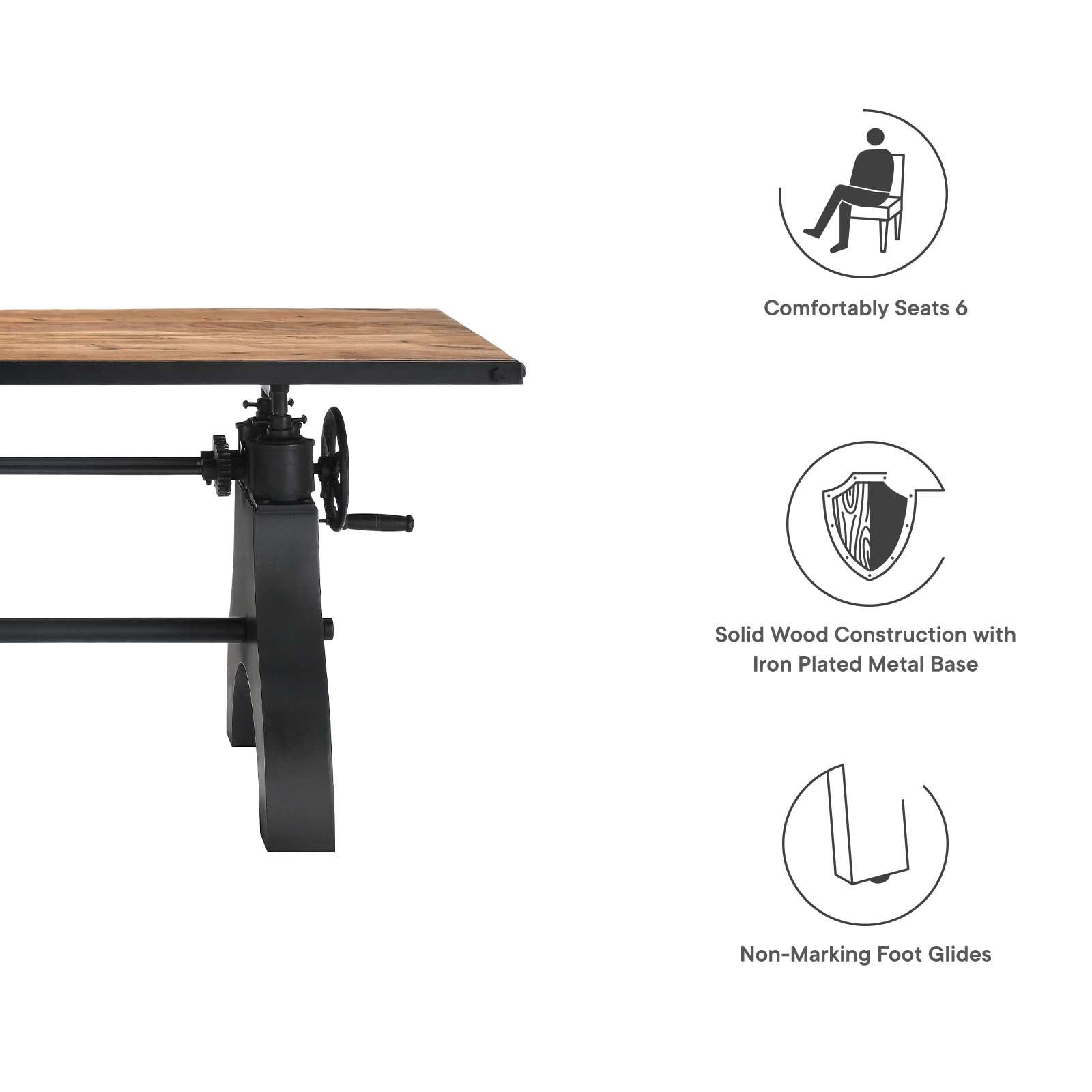 Genuine 60" Adjustable Height Dining Table and Computer Desk - East Shore Modern Home Furnishings