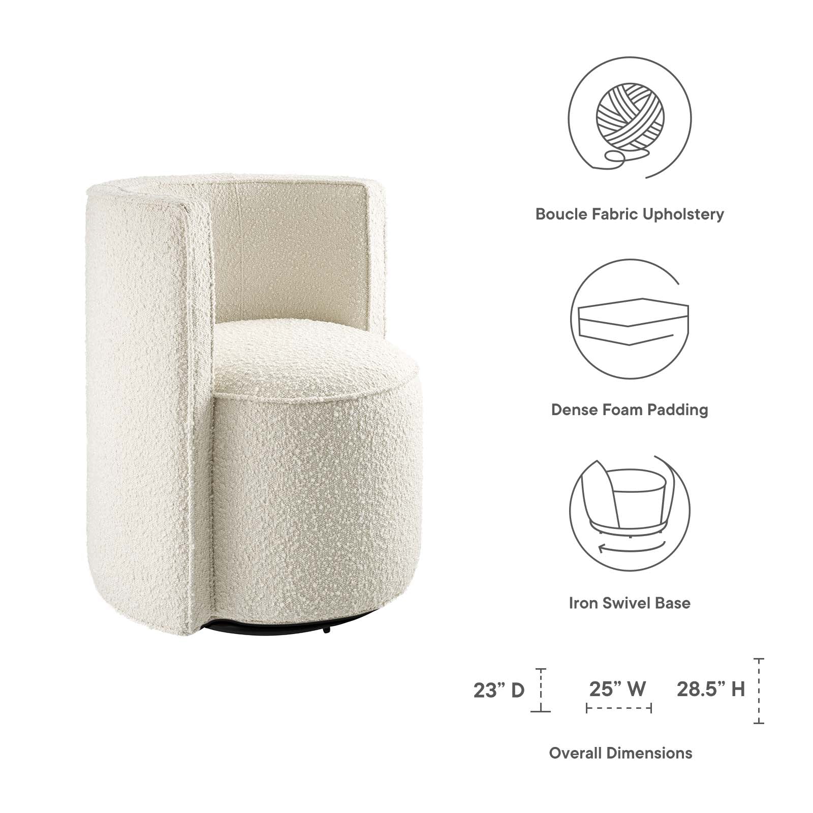 Della Boucle Fabric Swivel Chair - East Shore Modern Home Furnishings