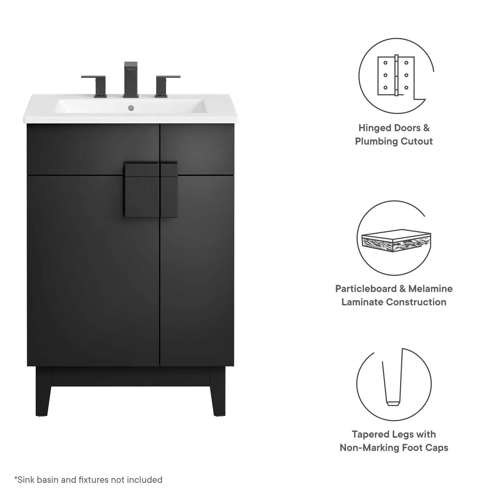 Miles 24” Bathroom Vanity Cabinet (Sink Basin Not Included) - East Shore Modern Home Furnishings