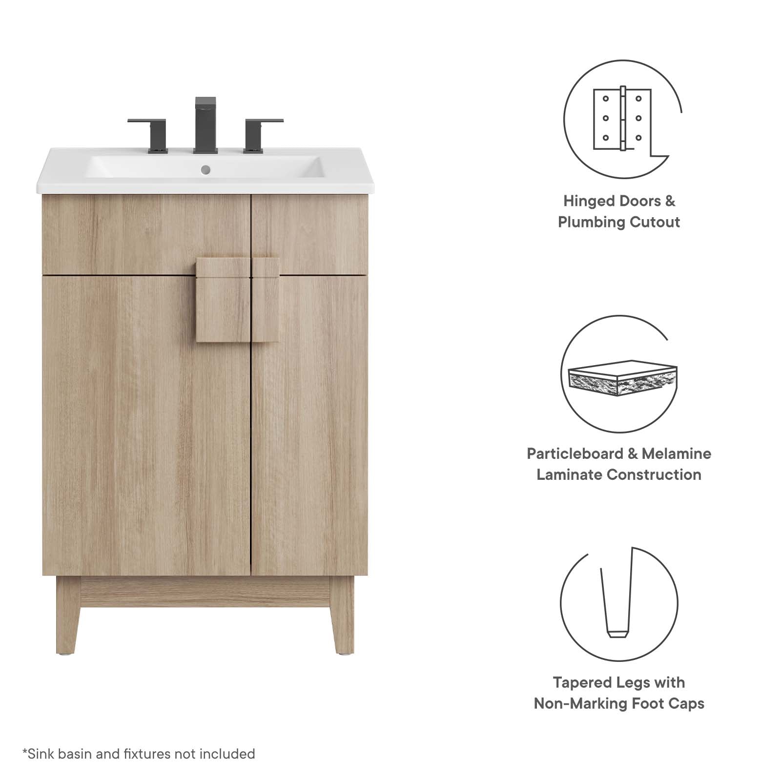 Miles 24” Bathroom Vanity Cabinet (Sink Basin Not Included) - East Shore Modern Home Furnishings