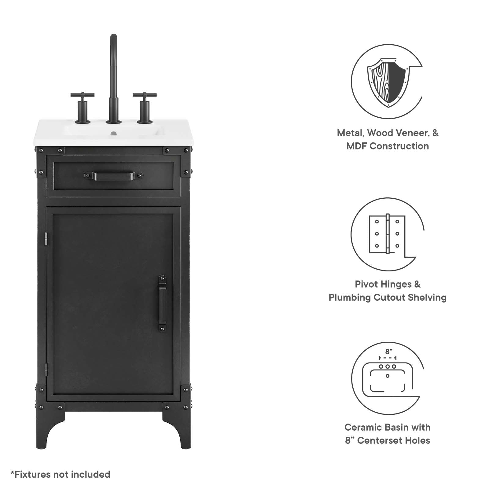 Steamforge 18" Bathroom Vanity - East Shore Modern Home Furnishings