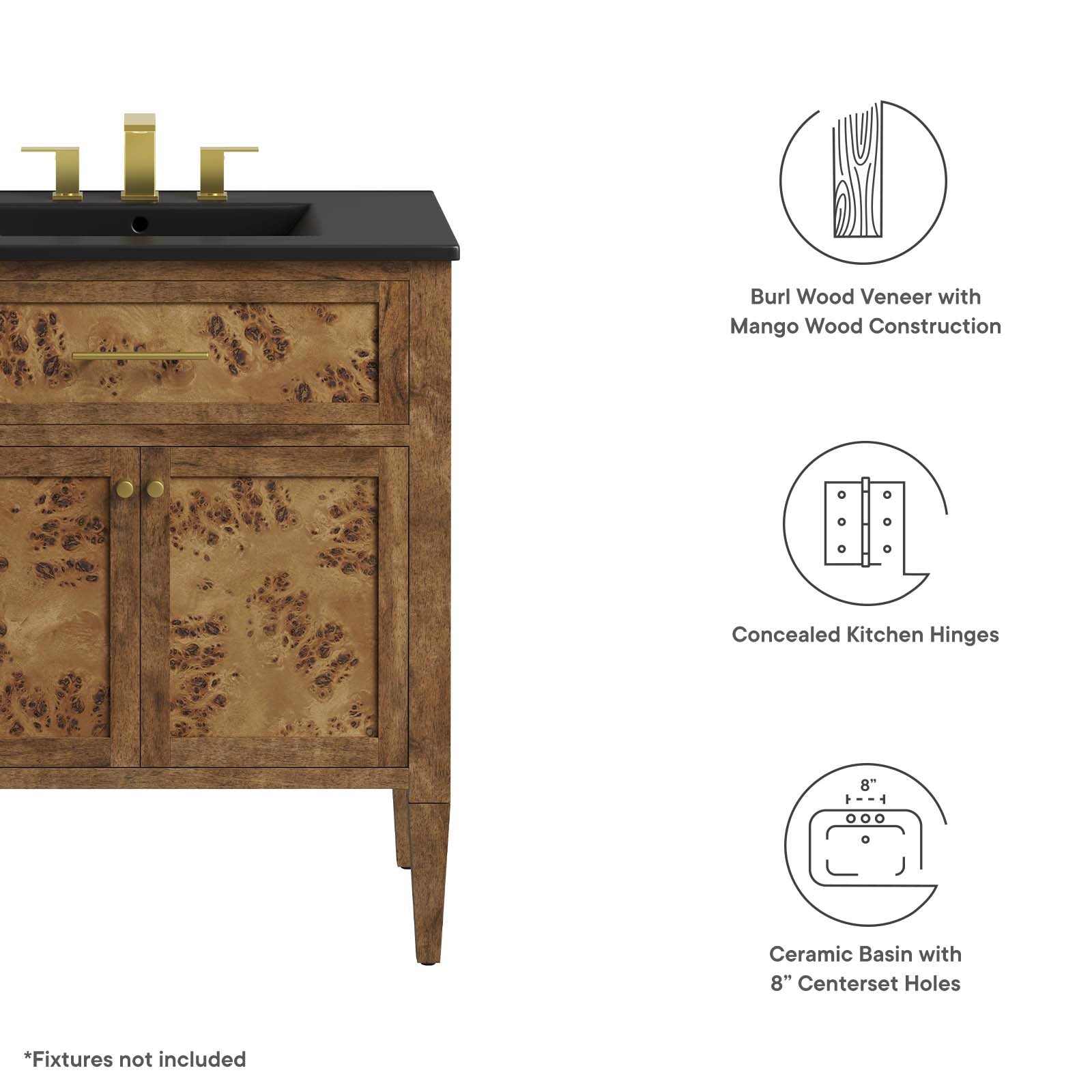 One - Elysian 30" Wood Bathroom Vanity