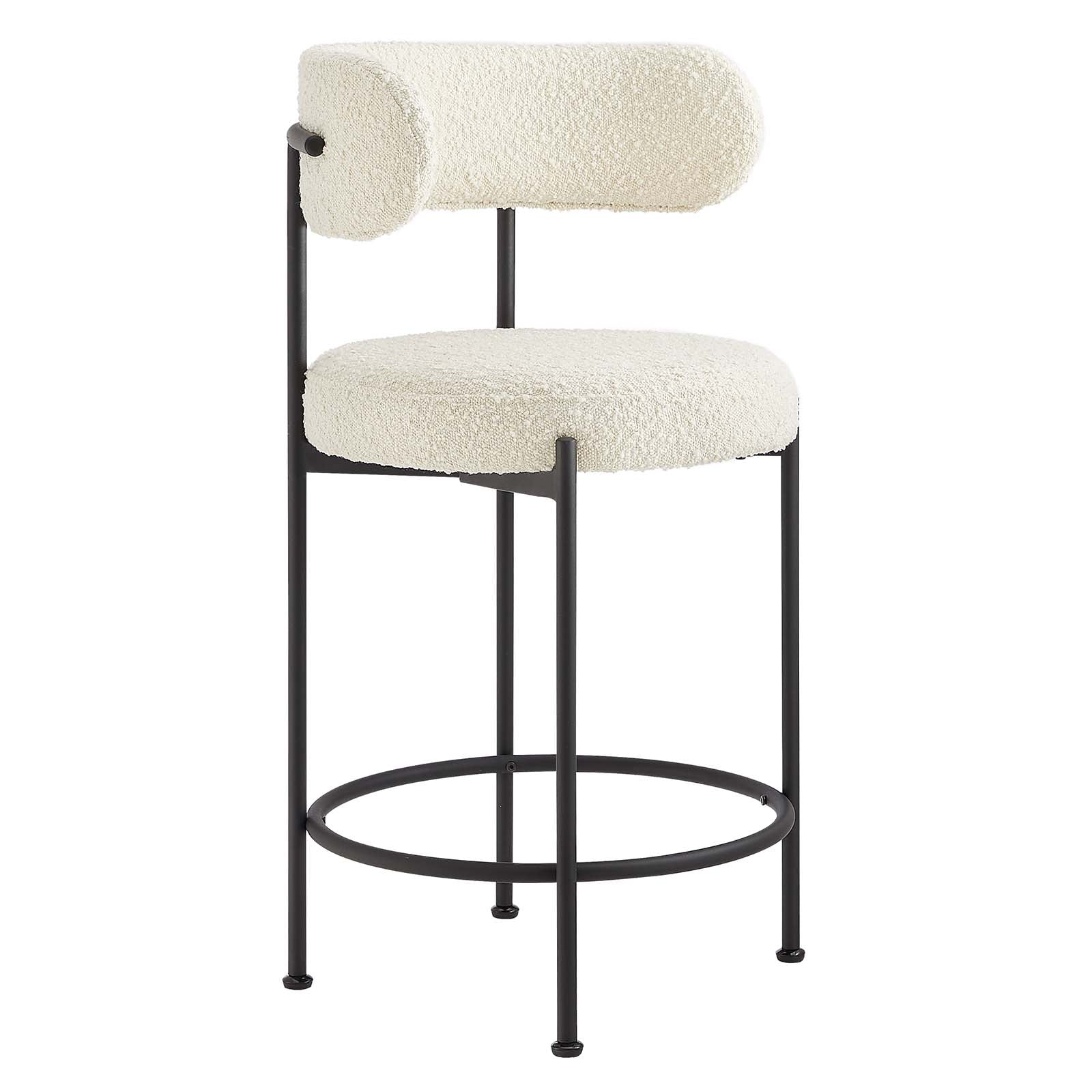 Albie Boucle Fabric Counter Stools - Set of 2 - East Shore Modern Home Furnishings