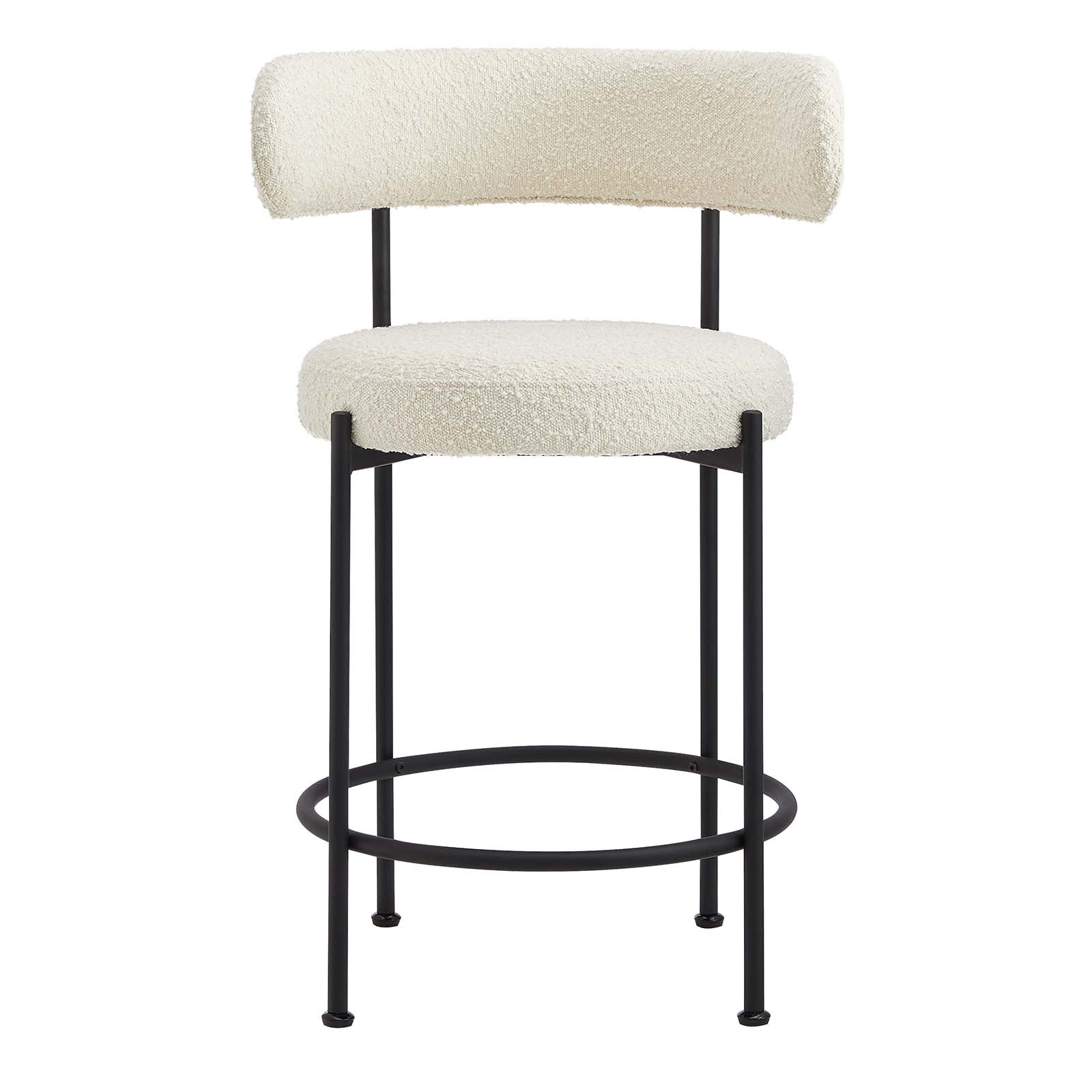 Albie Boucle Fabric Counter Stools - Set of 2 - East Shore Modern Home Furnishings