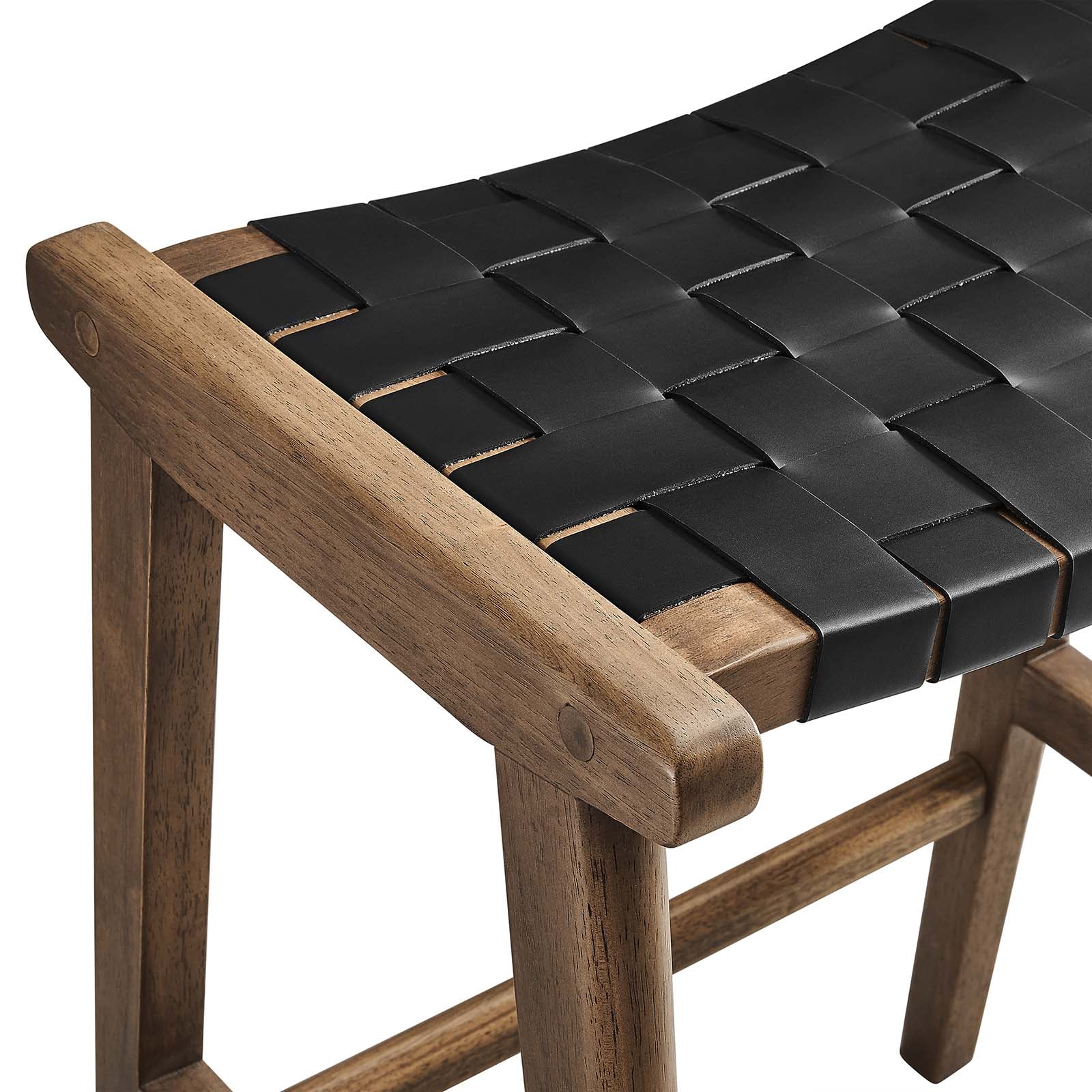 Black woven leather online counter stool