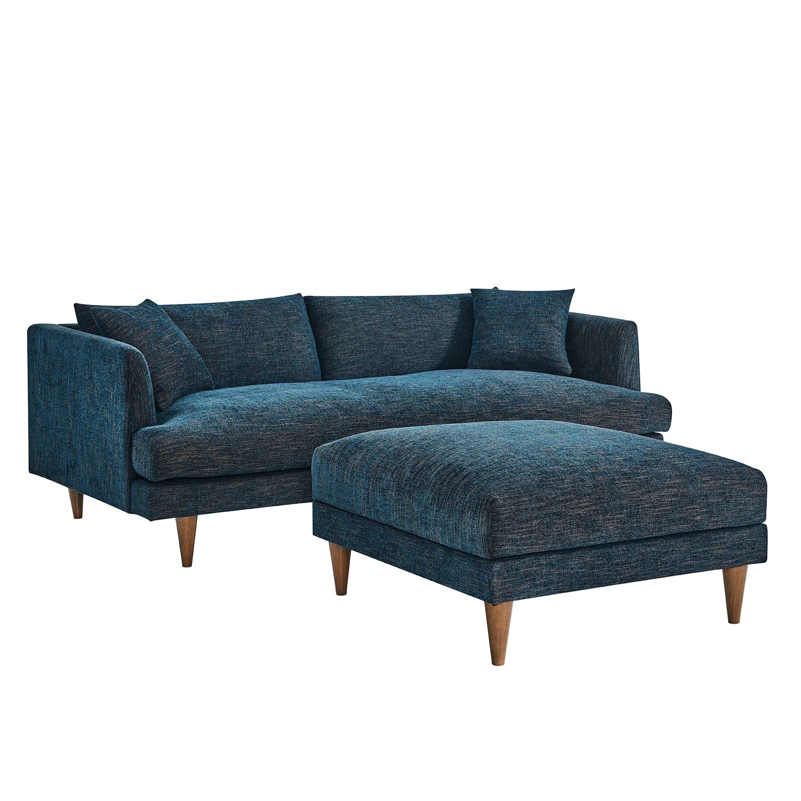 Zoya Down Filled Overstuffed Sofa and Ottoman Set - East Shore Modern Home Furnishings