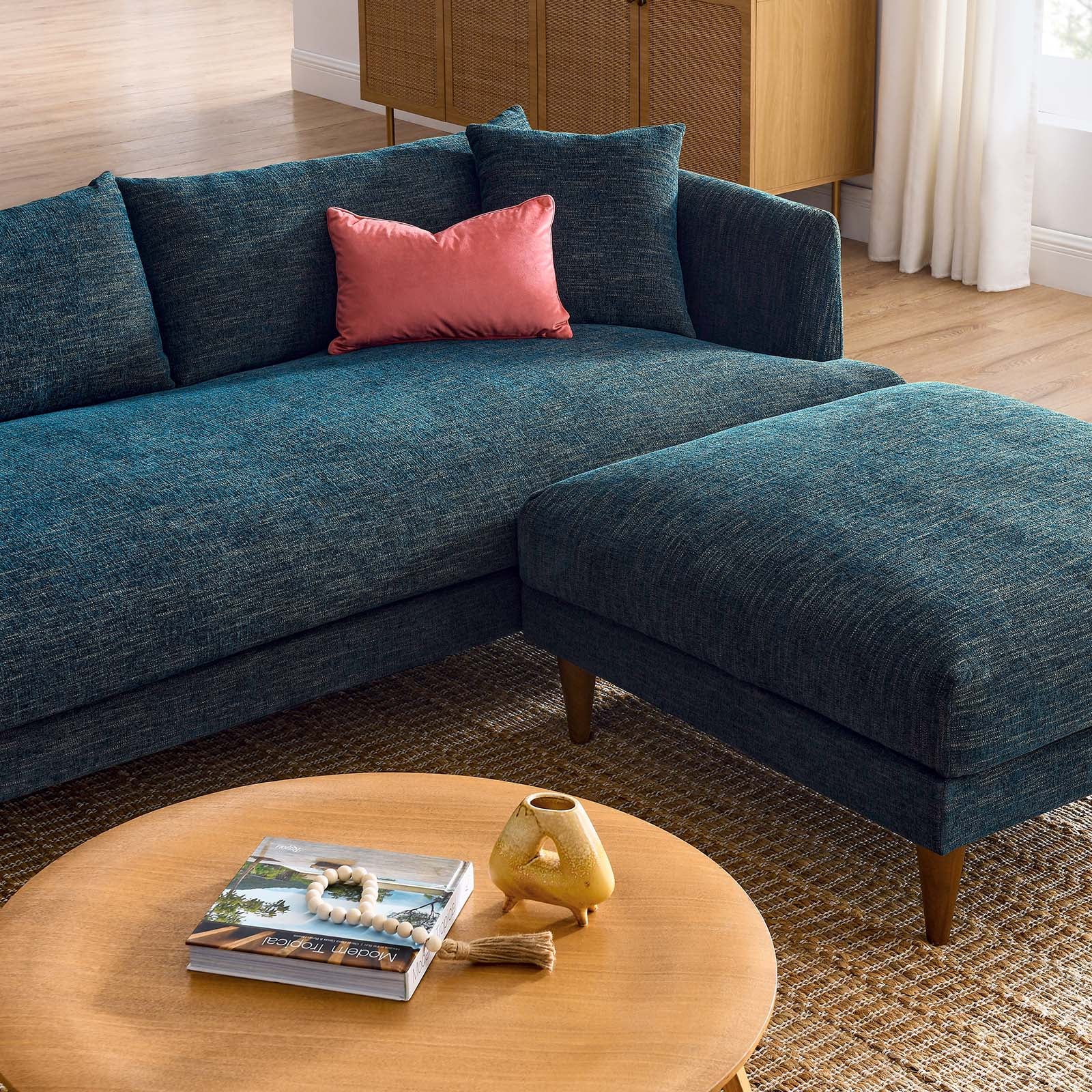 Zoya Down Filled Overstuffed Sofa and Ottoman Set - East Shore Modern Home Furnishings