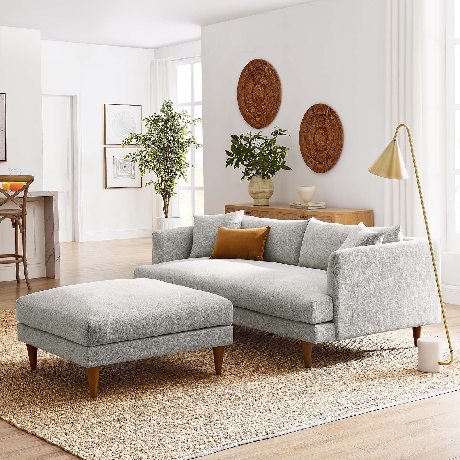 Zoya Down Filled Overstuffed Sofa and Ottoman Set - East Shore Modern Home Furnishings