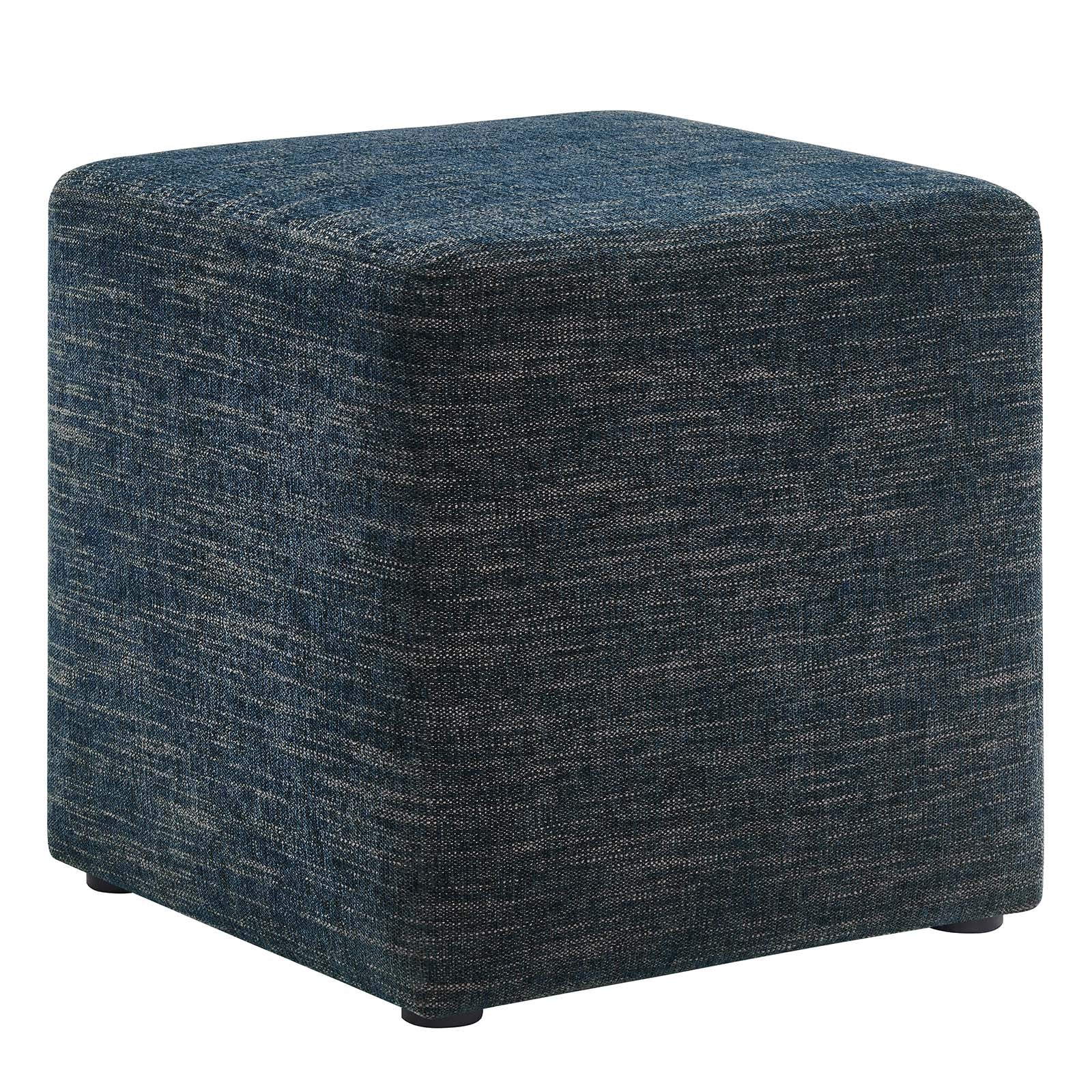 Callum 17" Square Woven Heathered Fabric Upholstered Ottoman - East Shore Modern Home Furnishings