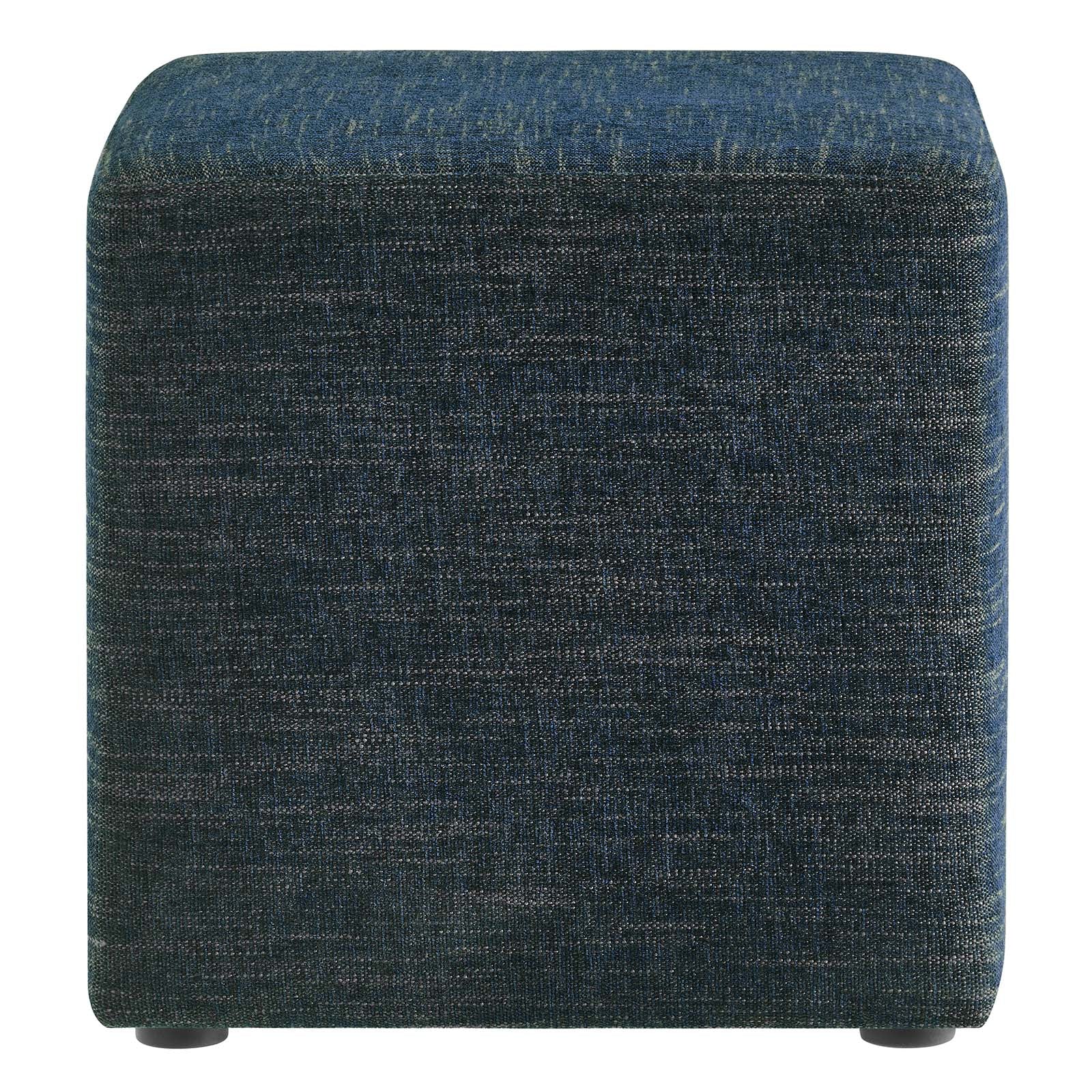 Callum 17" Square Woven Heathered Fabric Upholstered Ottoman - East Shore Modern Home Furnishings