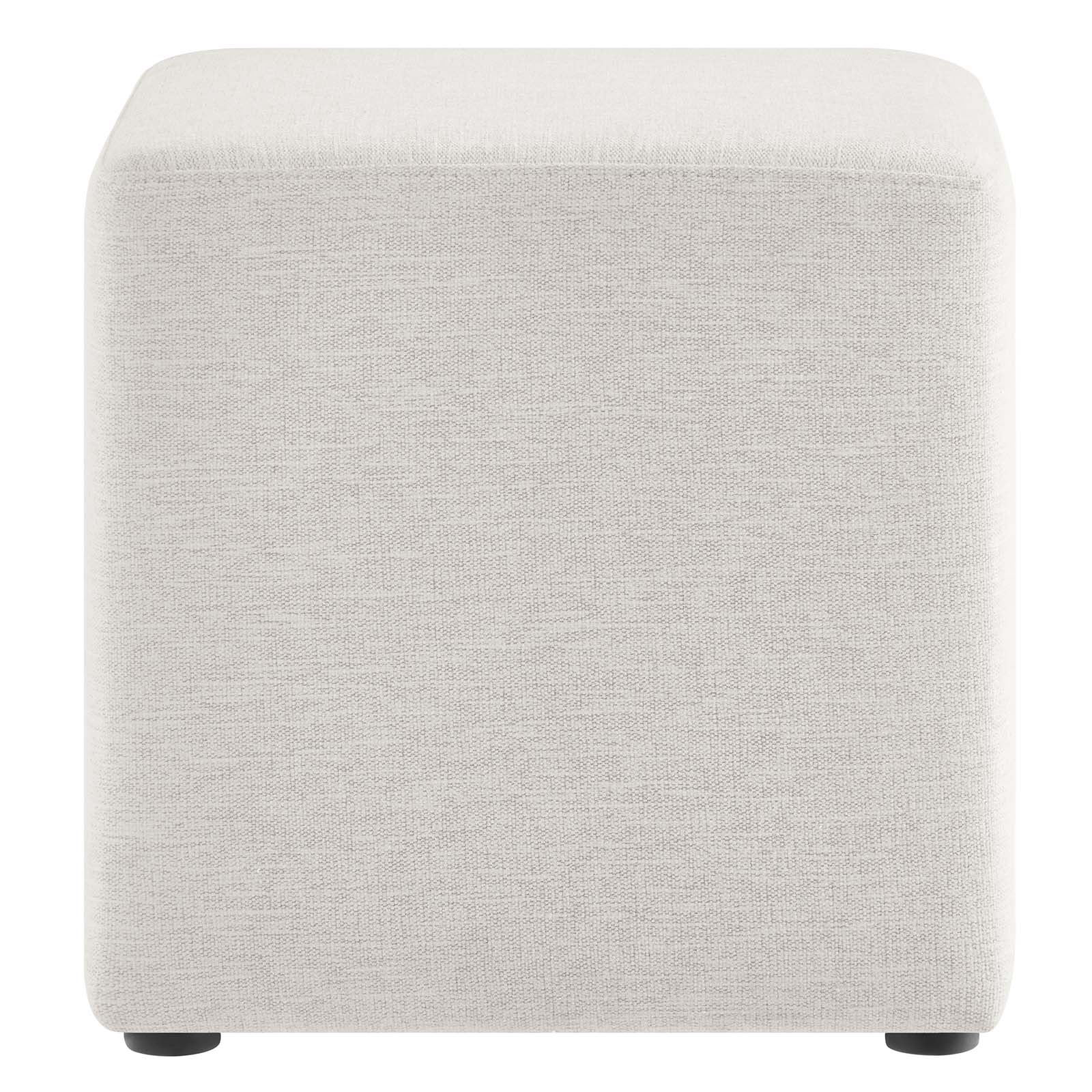 Callum 17" Square Woven Heathered Fabric Upholstered Ottoman - East Shore Modern Home Furnishings