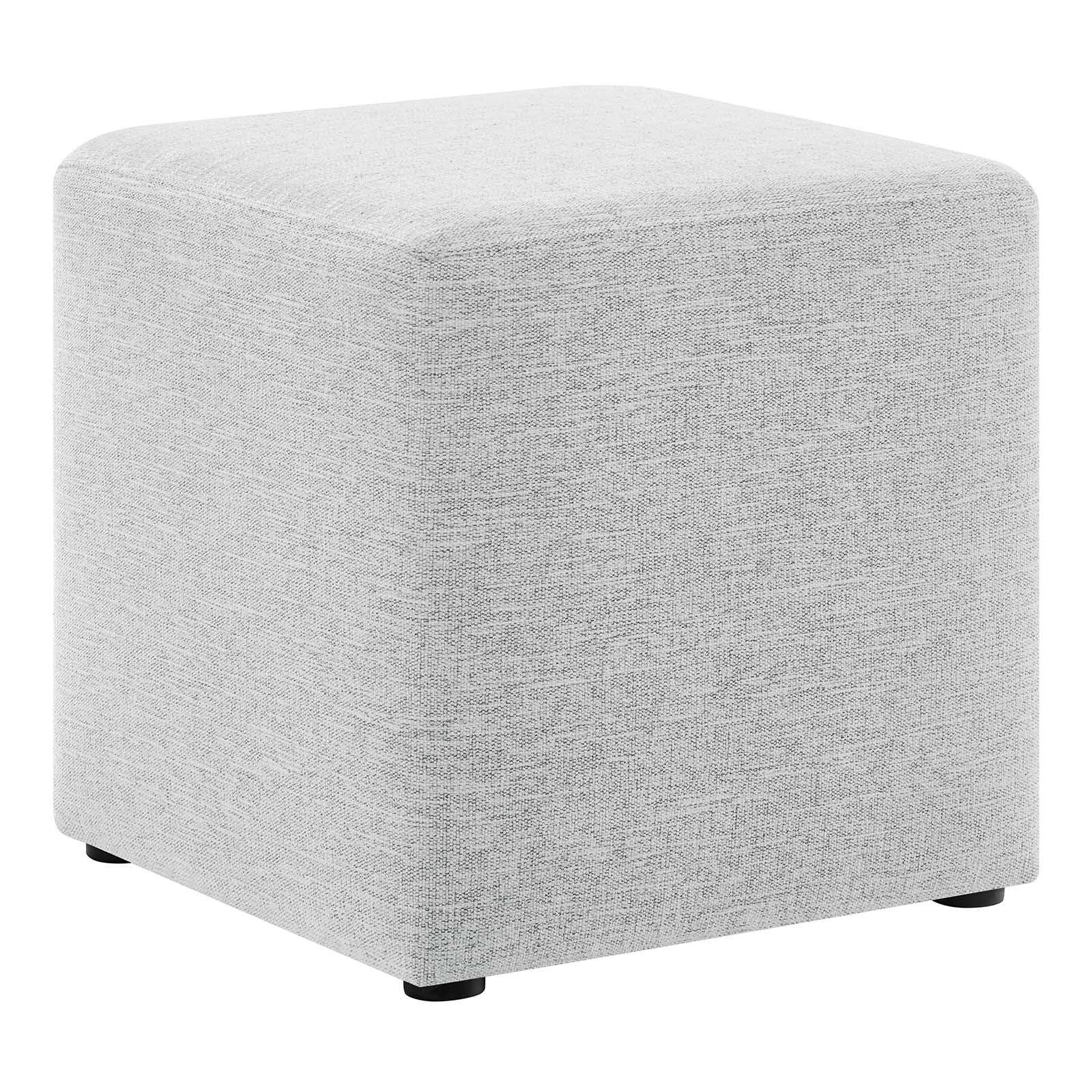 Callum 17" Square Woven Heathered Fabric Upholstered Ottoman - East Shore Modern Home Furnishings