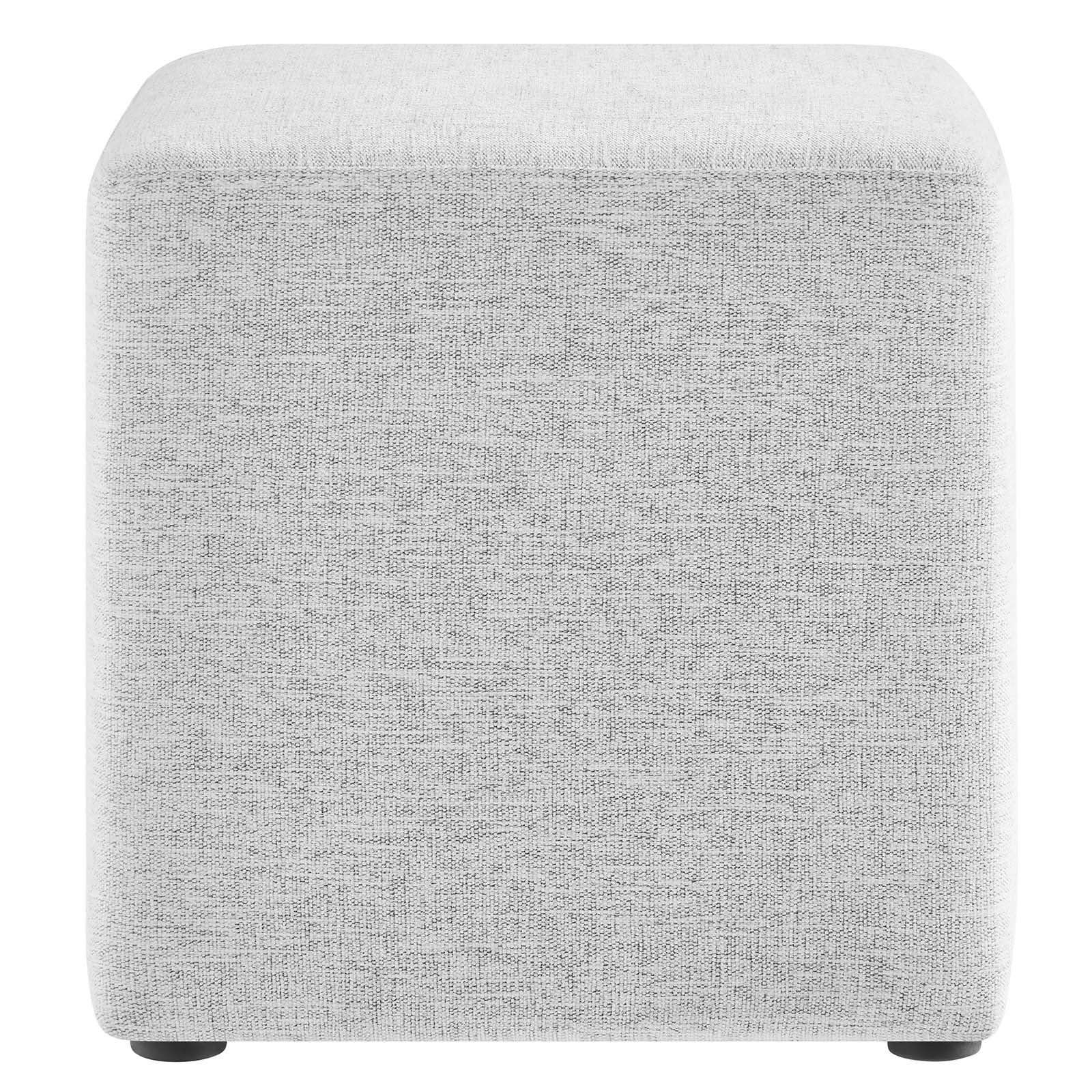 Callum 17" Square Woven Heathered Fabric Upholstered Ottoman - East Shore Modern Home Furnishings